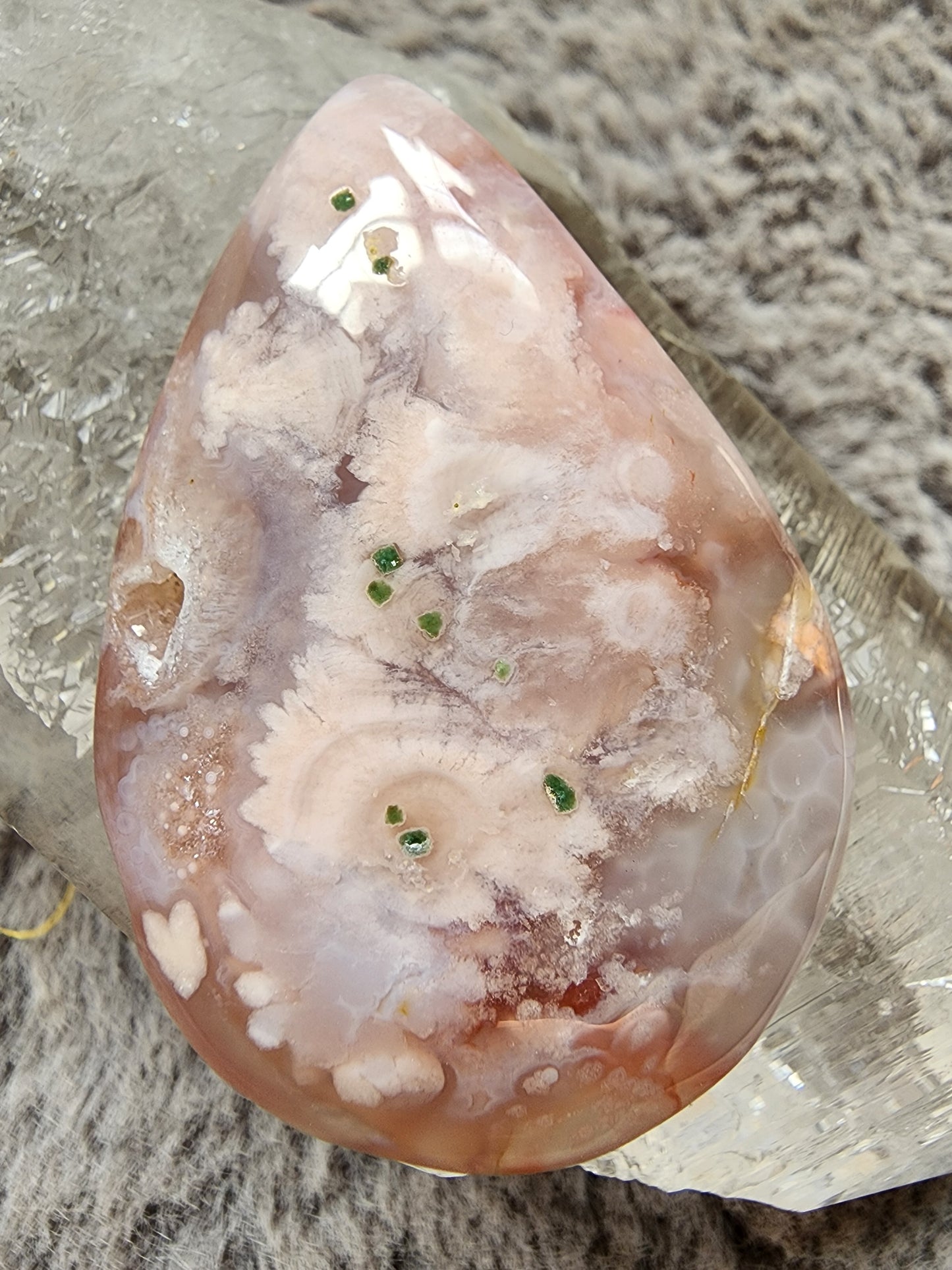 Flower Agate Teardrop