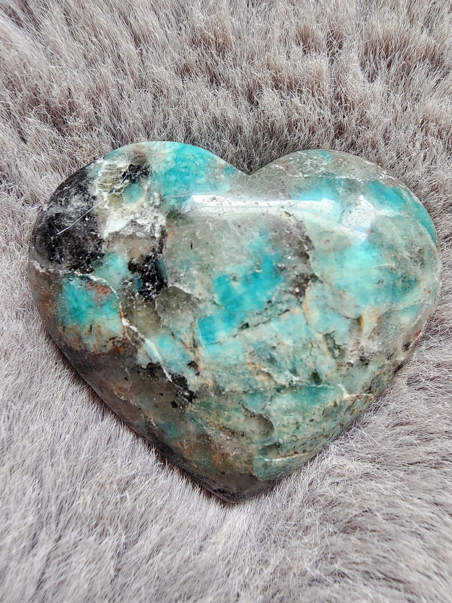 Amazonite Smoky Quartz Heart