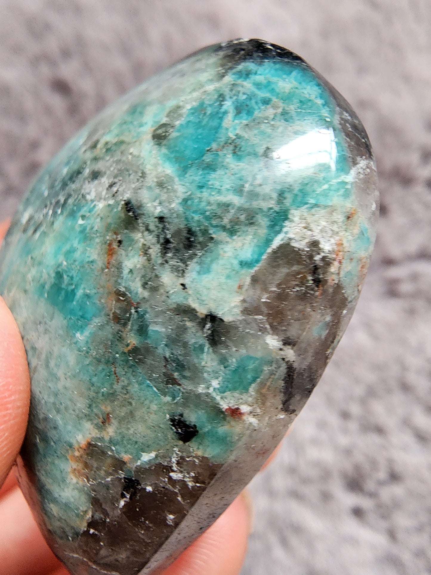 Amazonite Smoky Quartz Heart