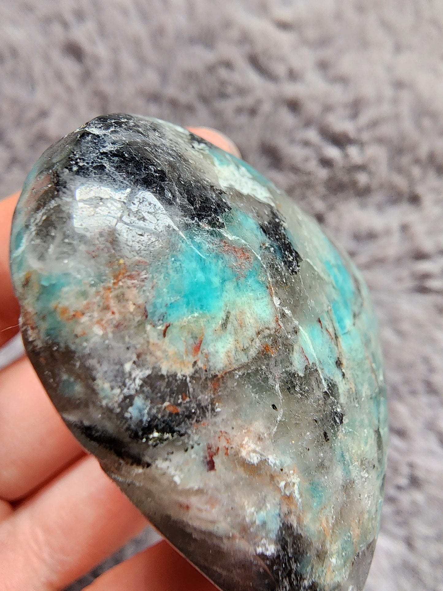 Amazonite Smoky Quartz Heart