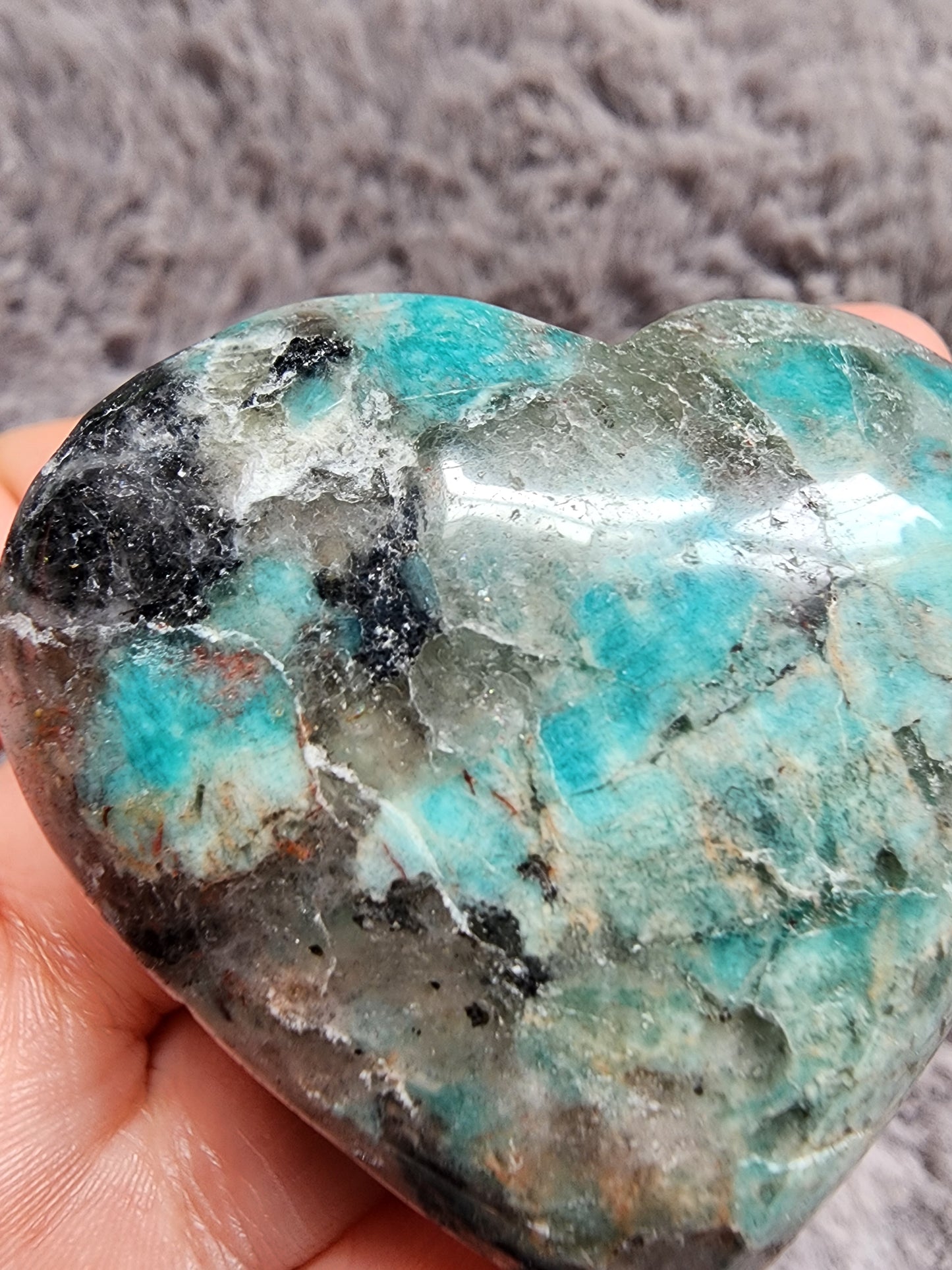 Amazonite Smoky Quartz Heart
