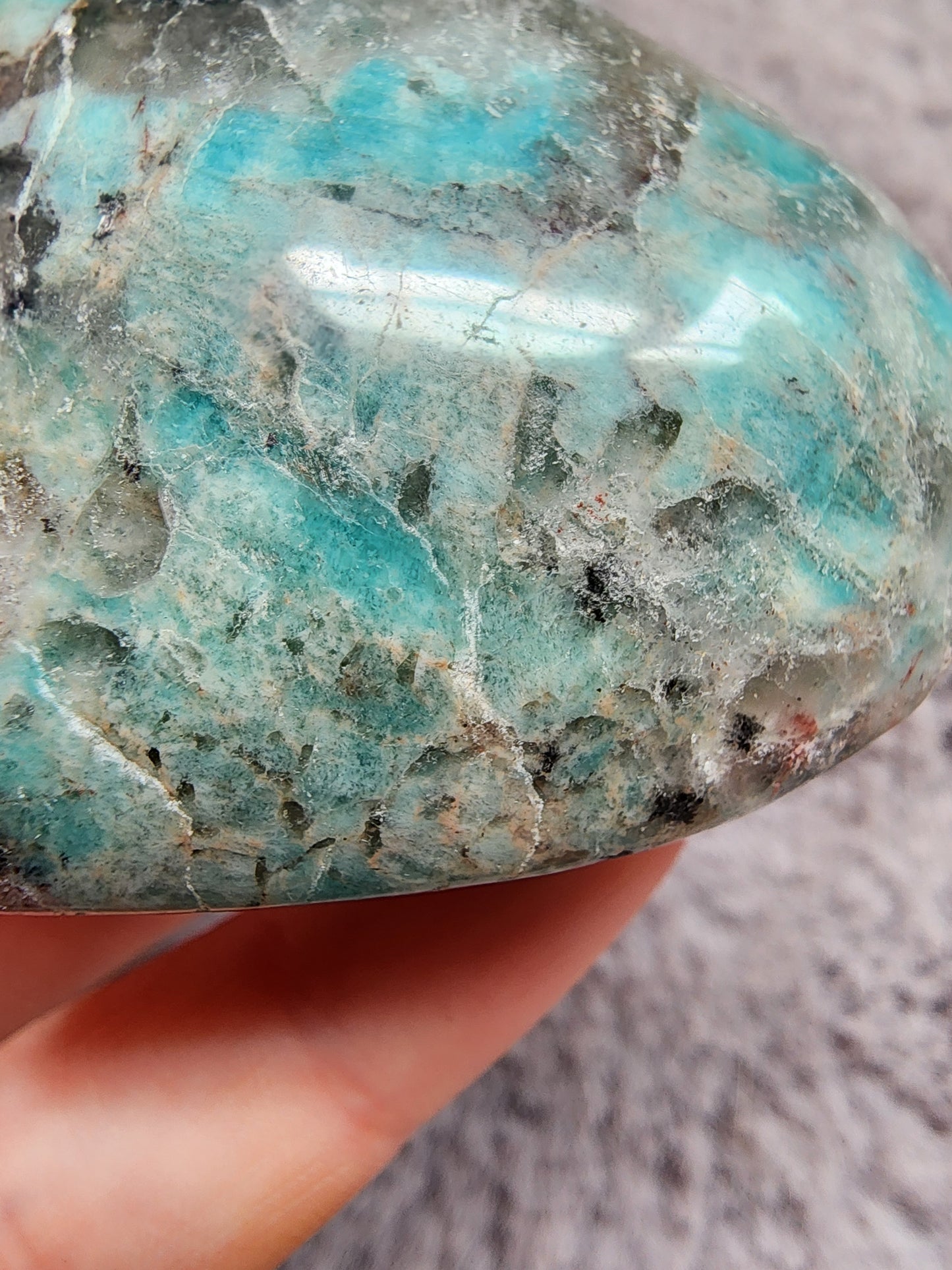 Amazonite Smoky Quartz Heart