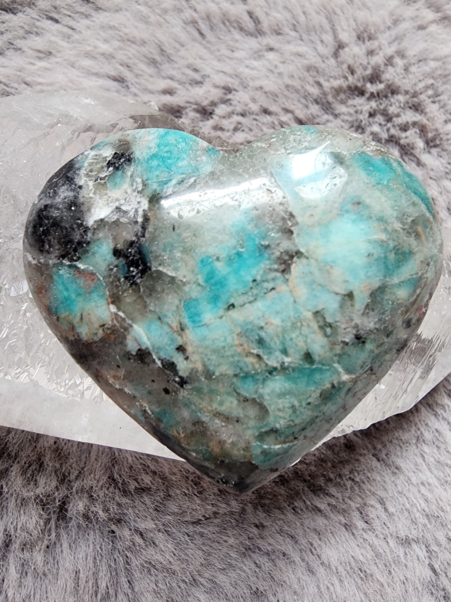 Amazonite Smoky Quartz Heart
