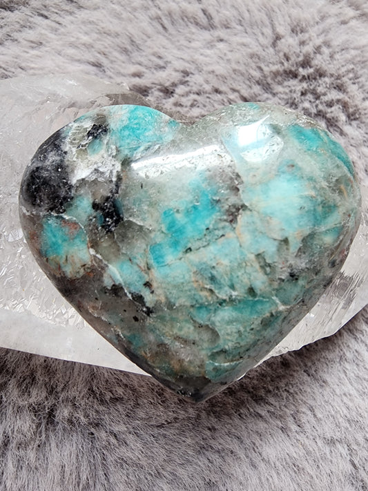 Amazonite Smoky Quartz Heart