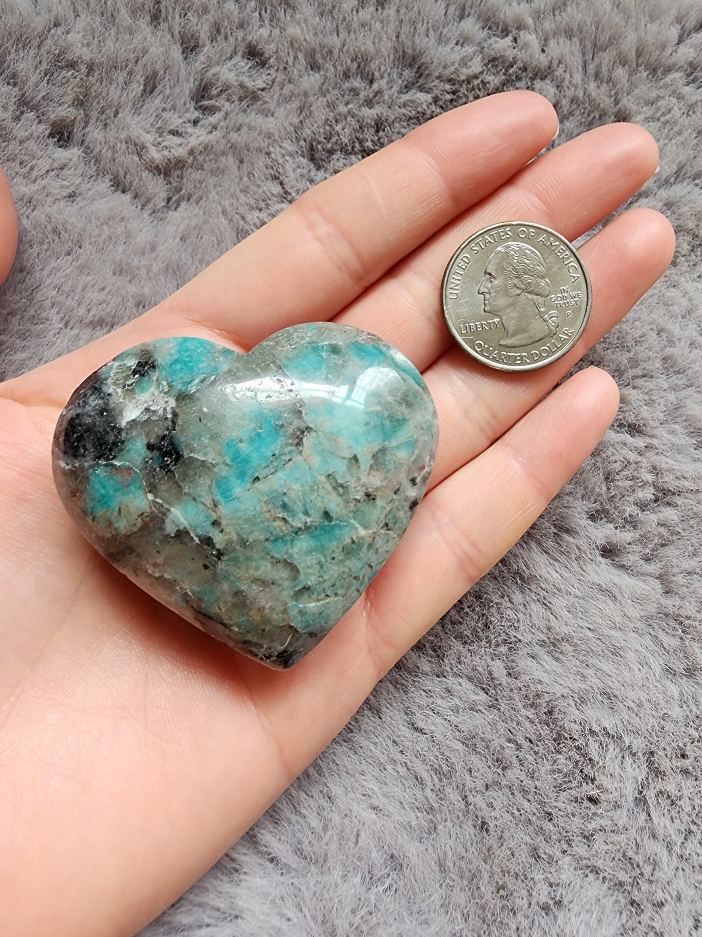 Amazonite Smoky Quartz Heart