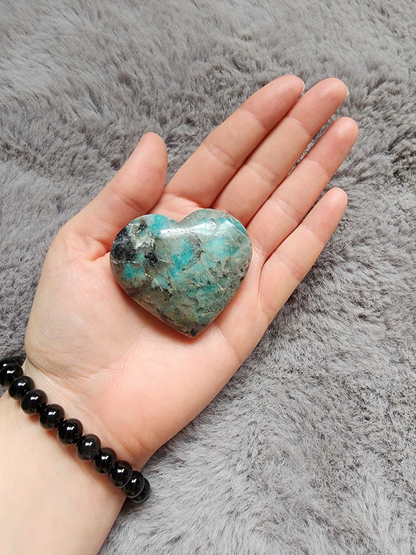 Amazonite Smoky Quartz Heart