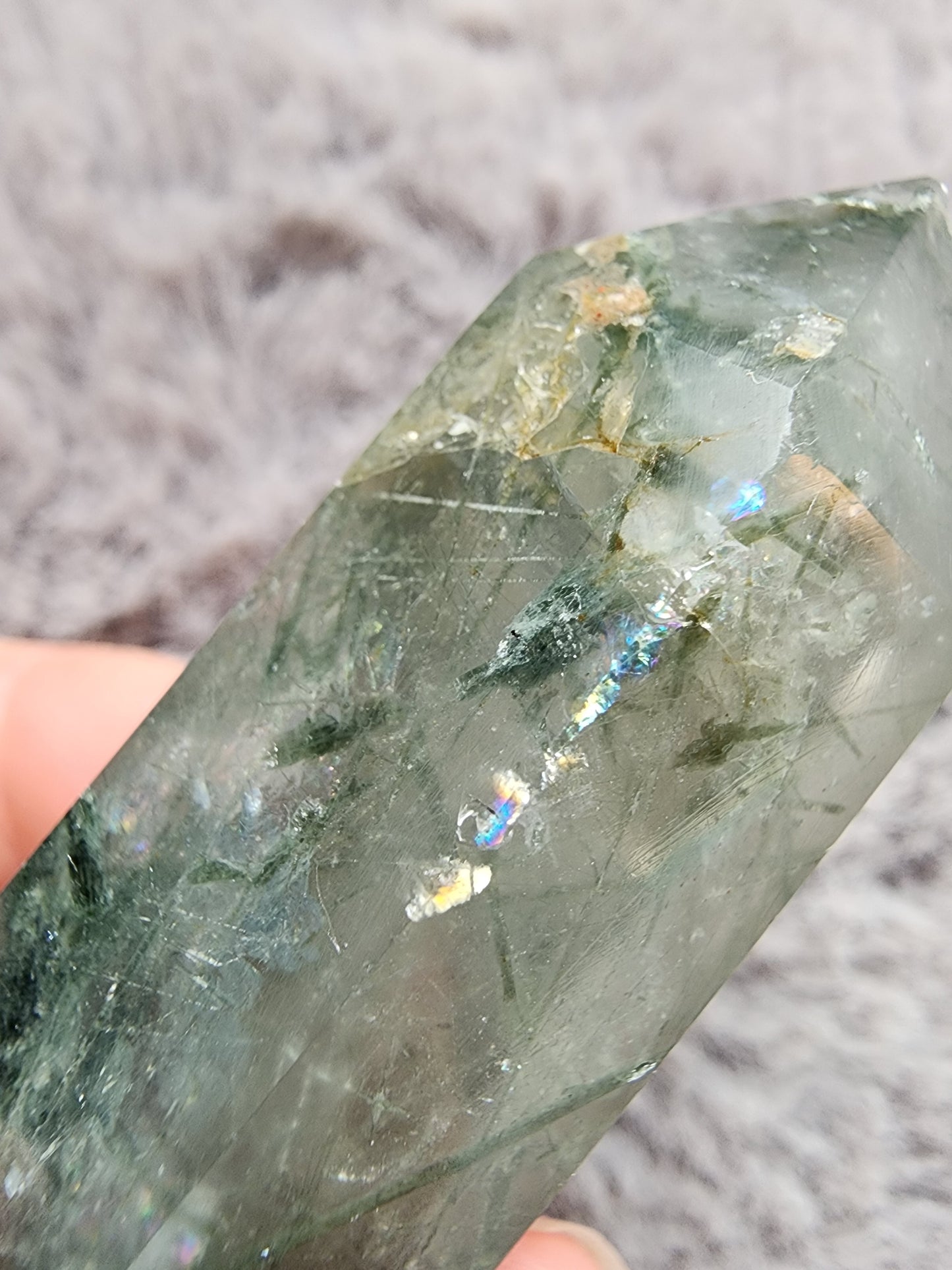 Green Tourmaline included Quartz Tower