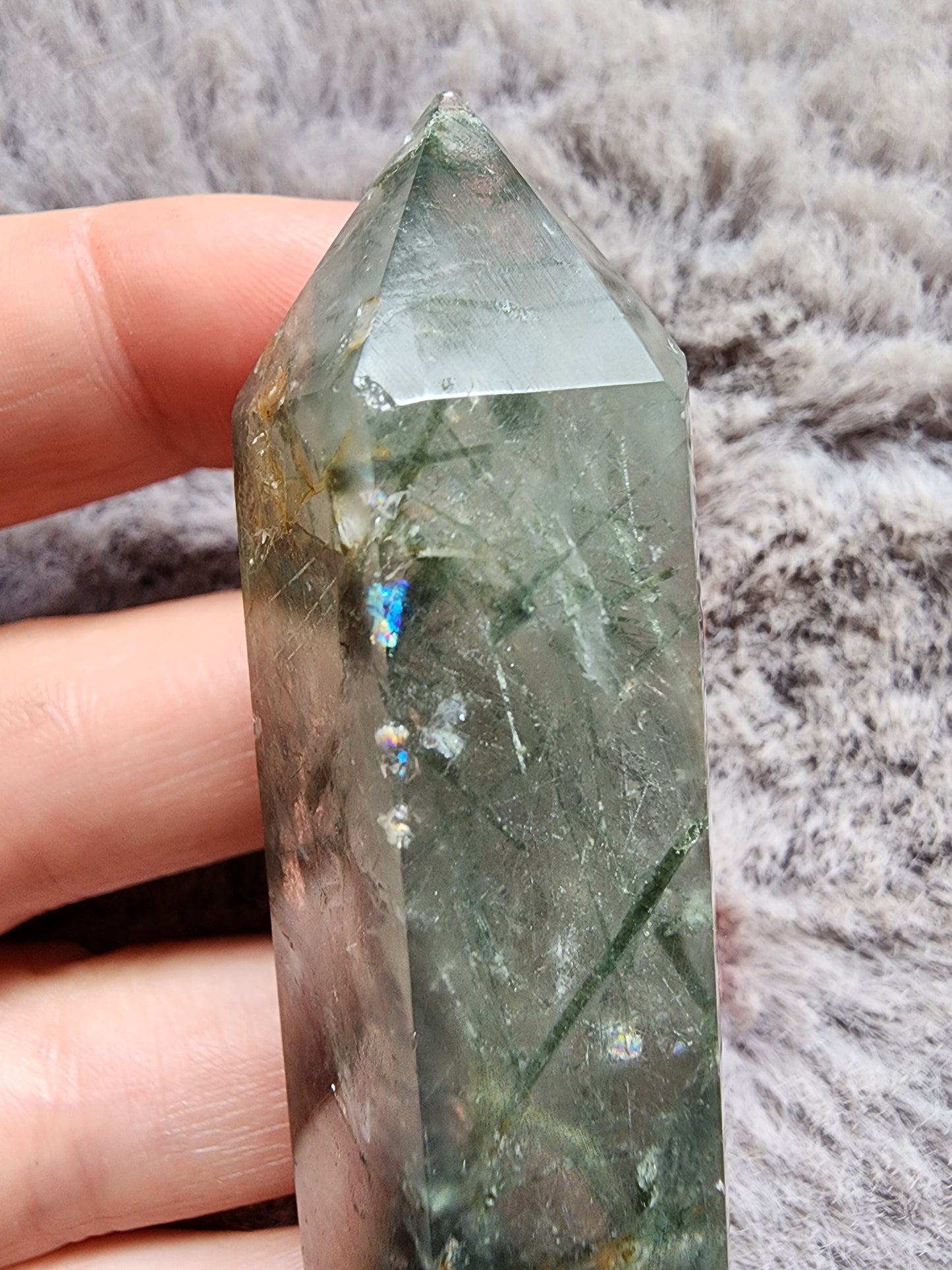 Green Tourmaline included Quartz Tower
