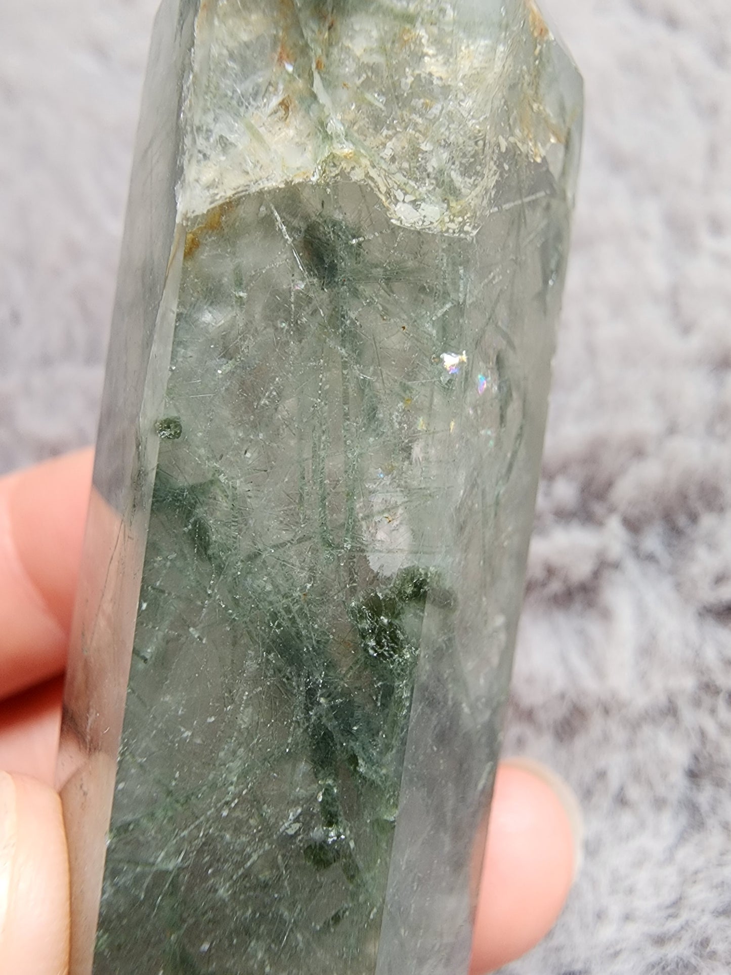Green Tourmaline included Quartz Tower