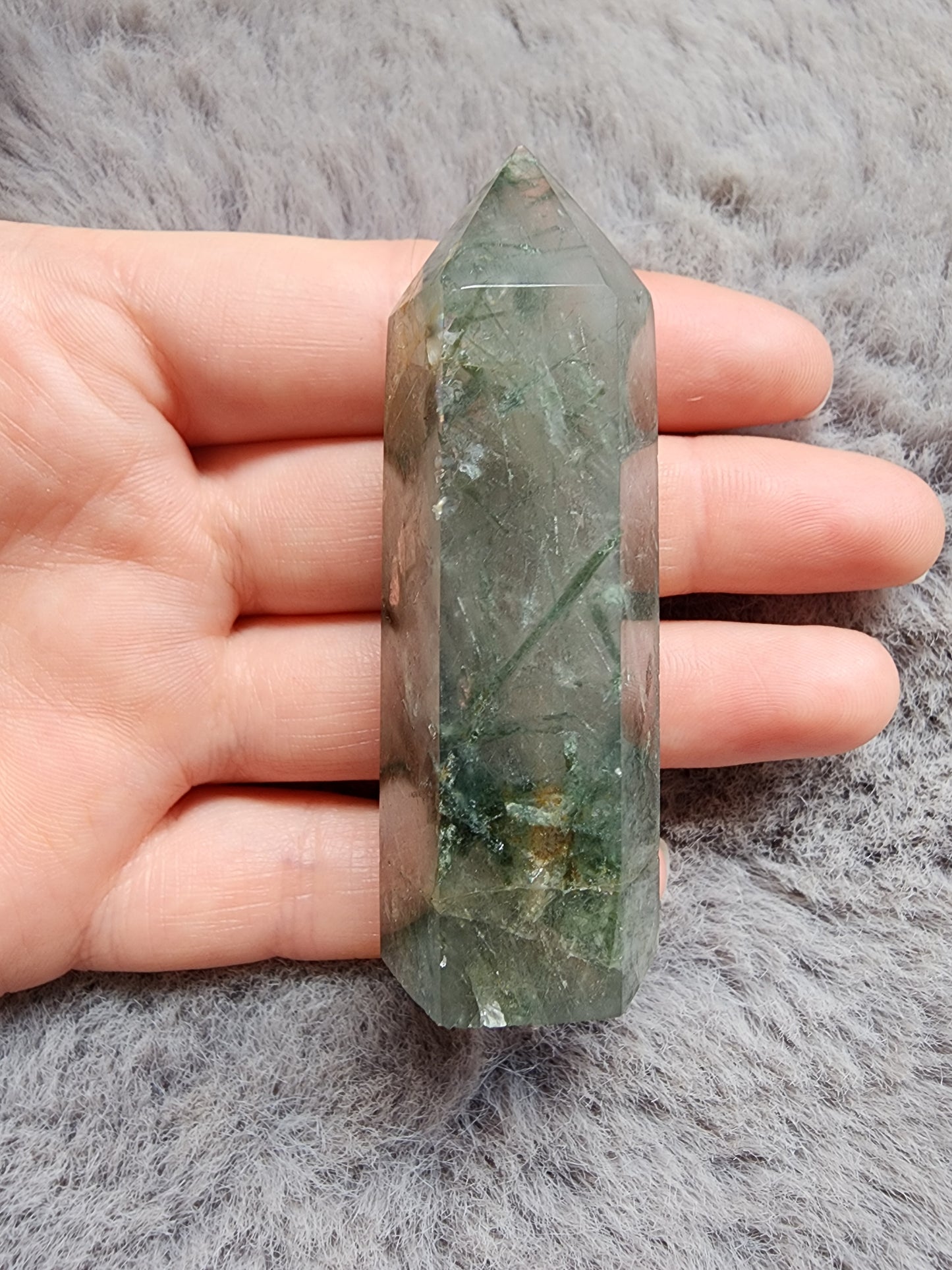 Green Tourmaline included Quartz Tower