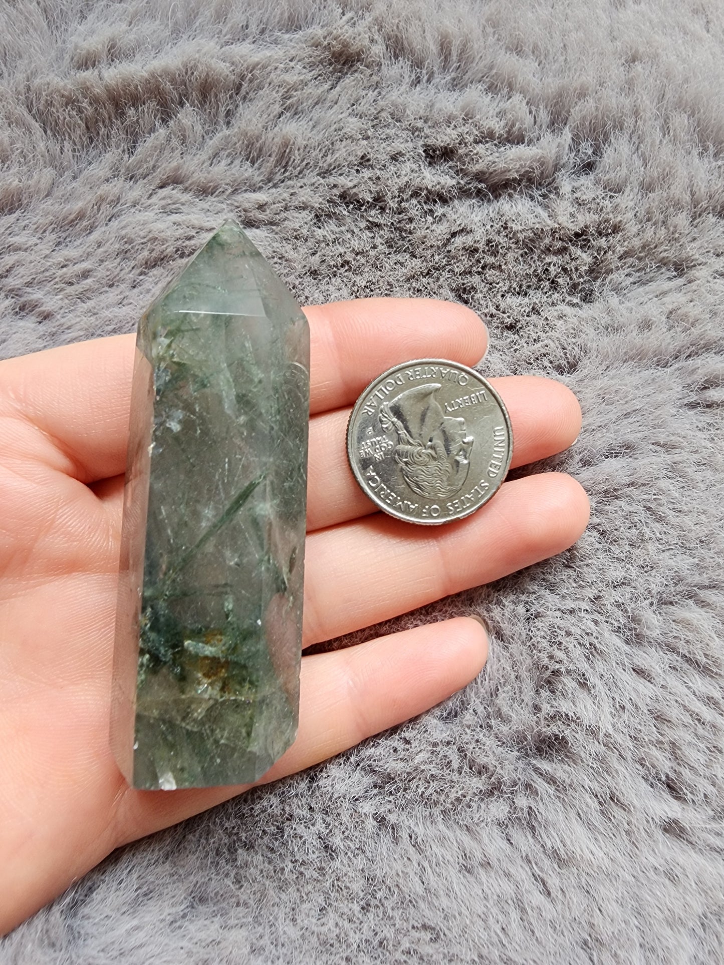 Green Tourmaline included Quartz Tower