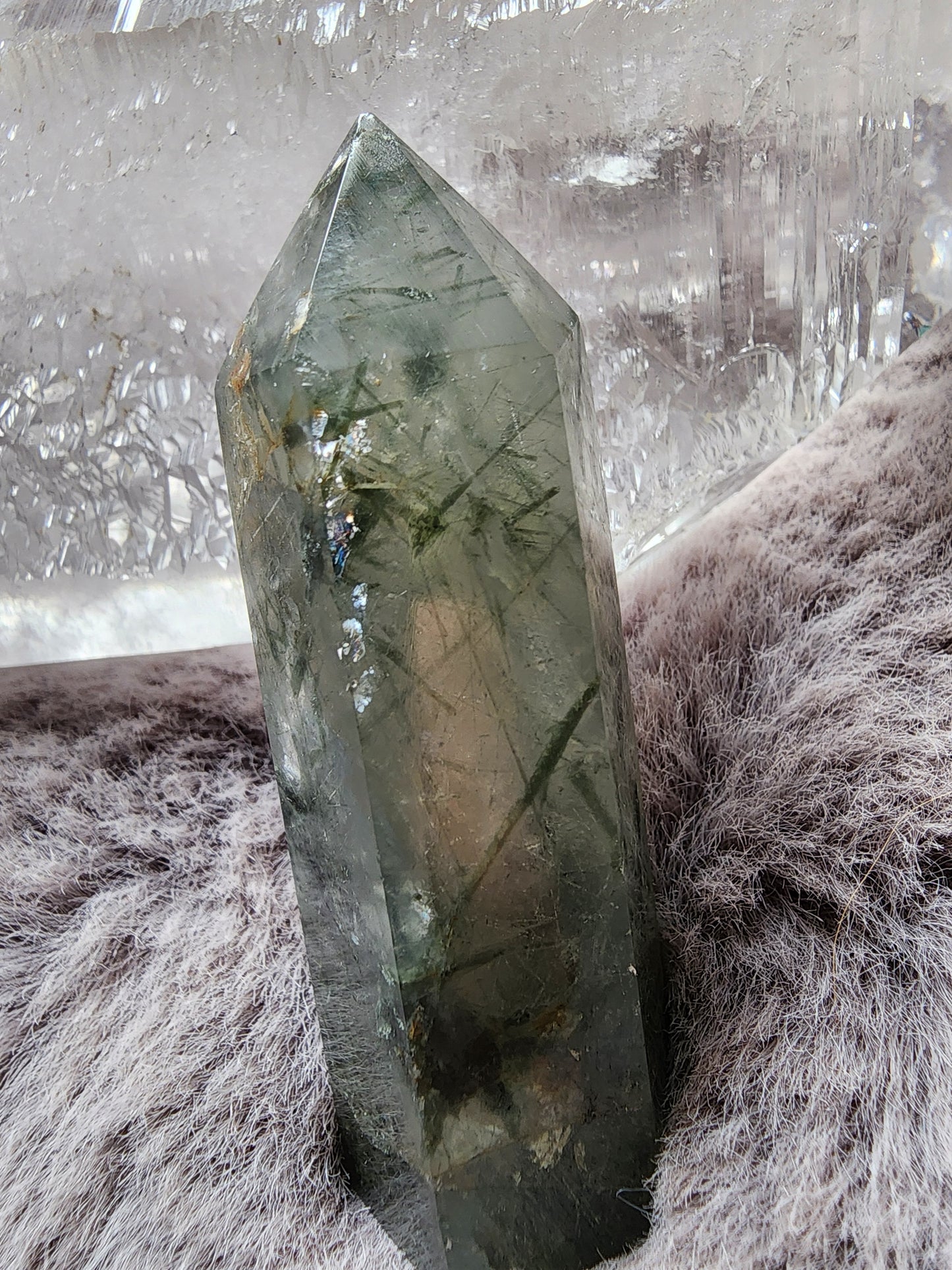 Green Tourmaline included Quartz Tower