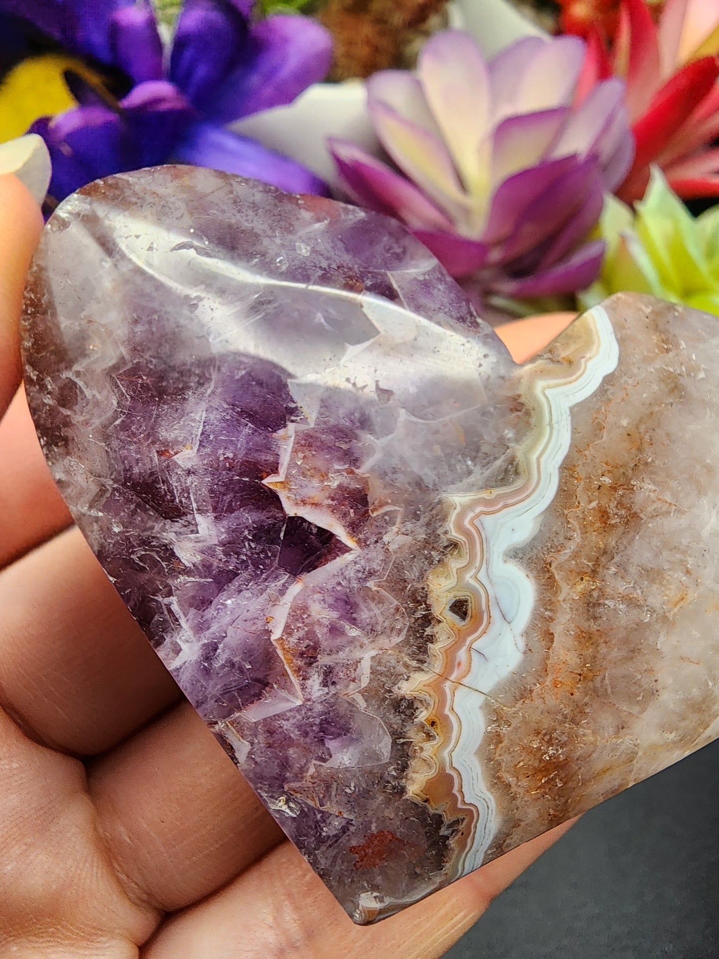 Mexican Agate Amethyst Heart