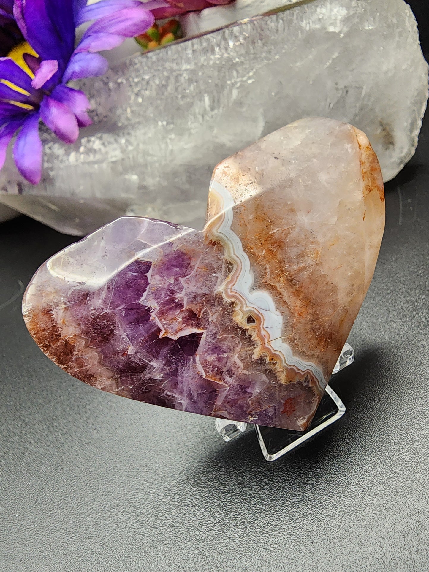Mexican Agate Amethyst Heart
