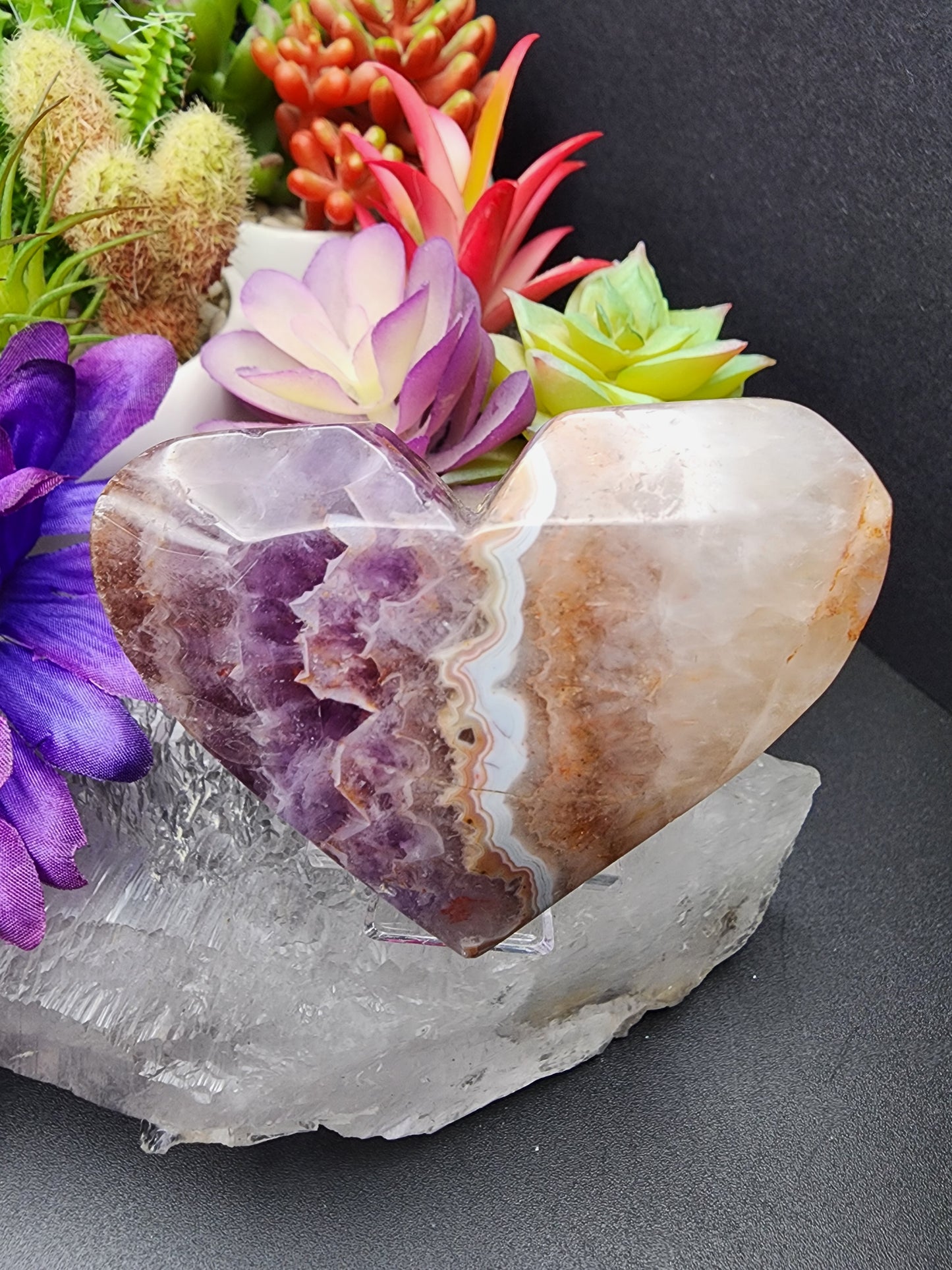 Mexican Agate Amethyst Heart
