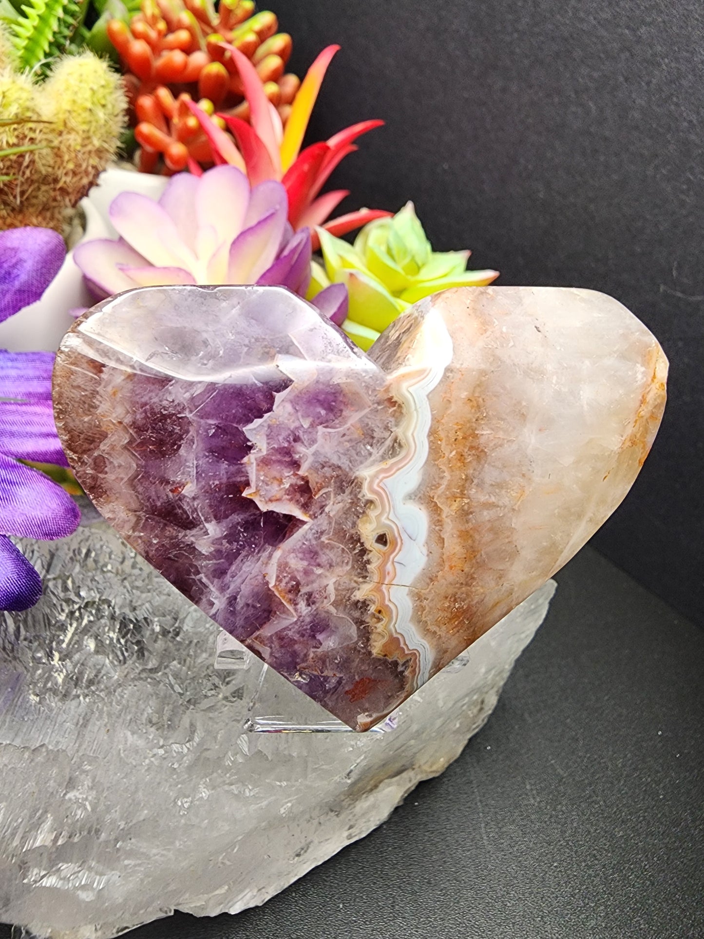 Mexican Agate Amethyst Heart