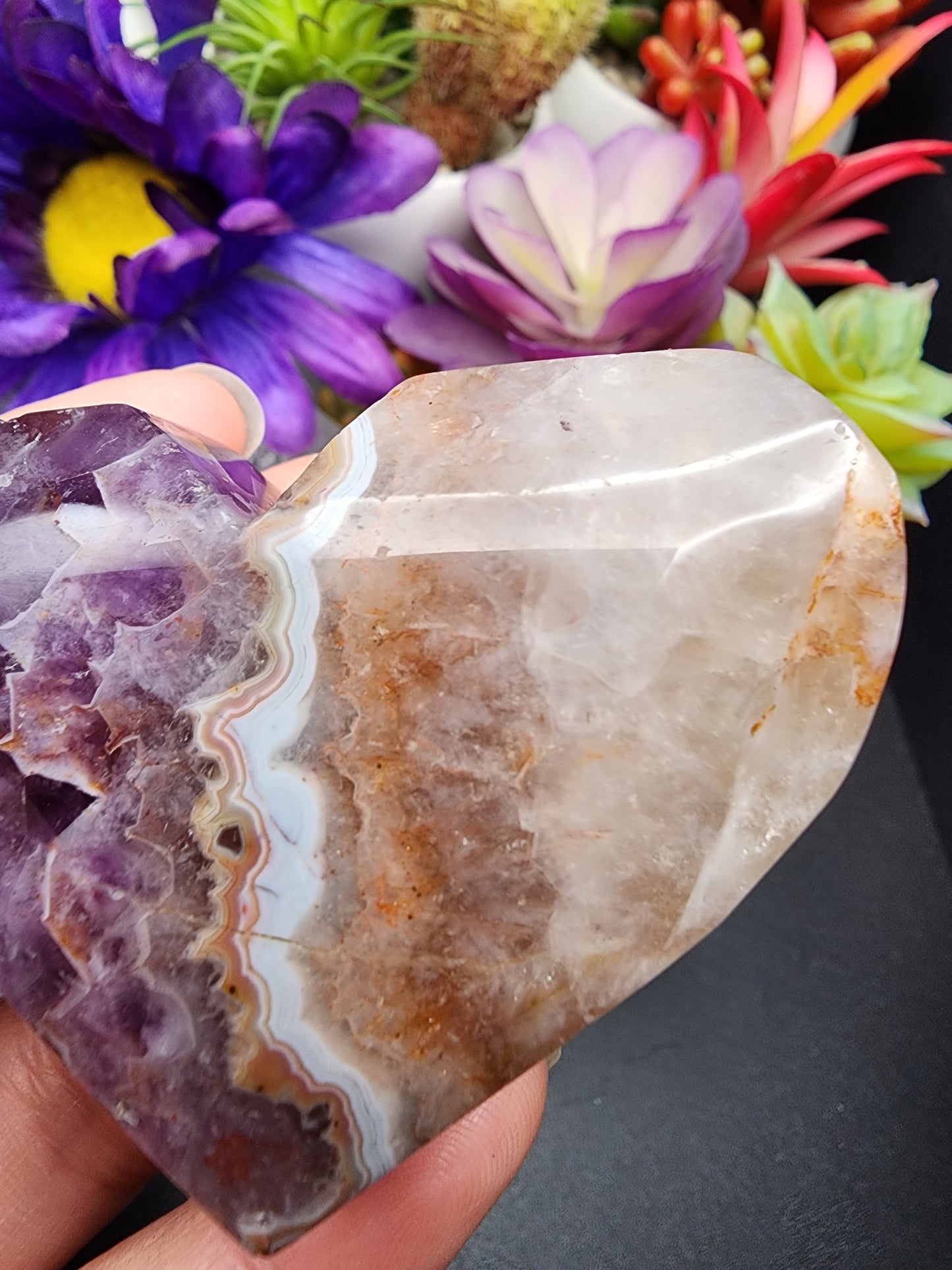 Mexican Agate Amethyst Heart