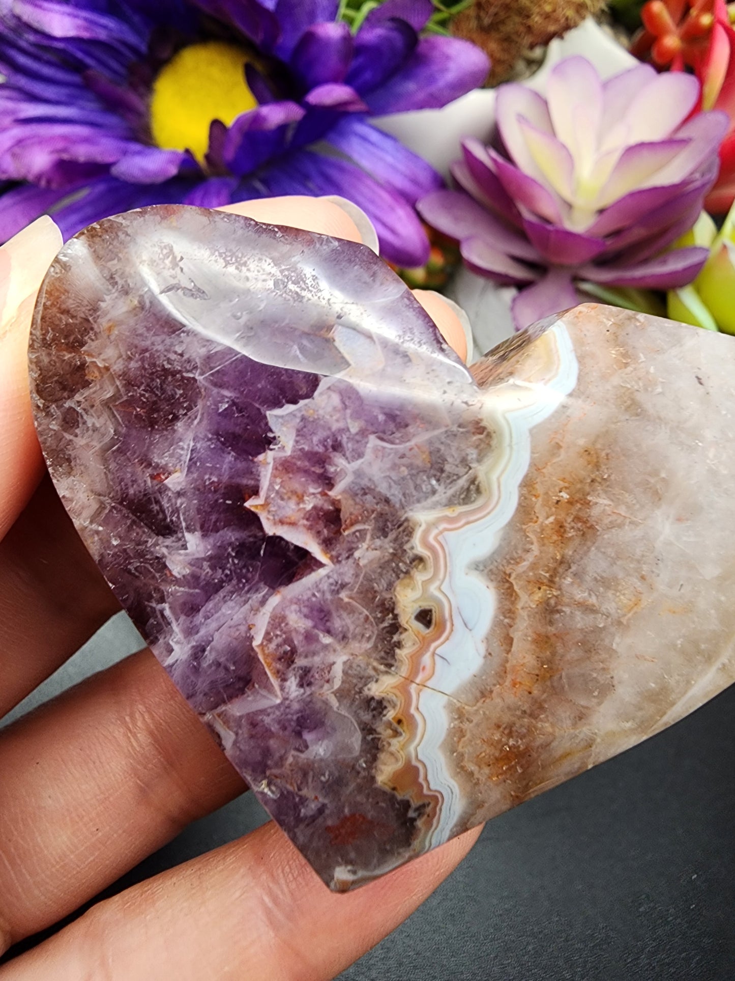Mexican Agate Amethyst Heart