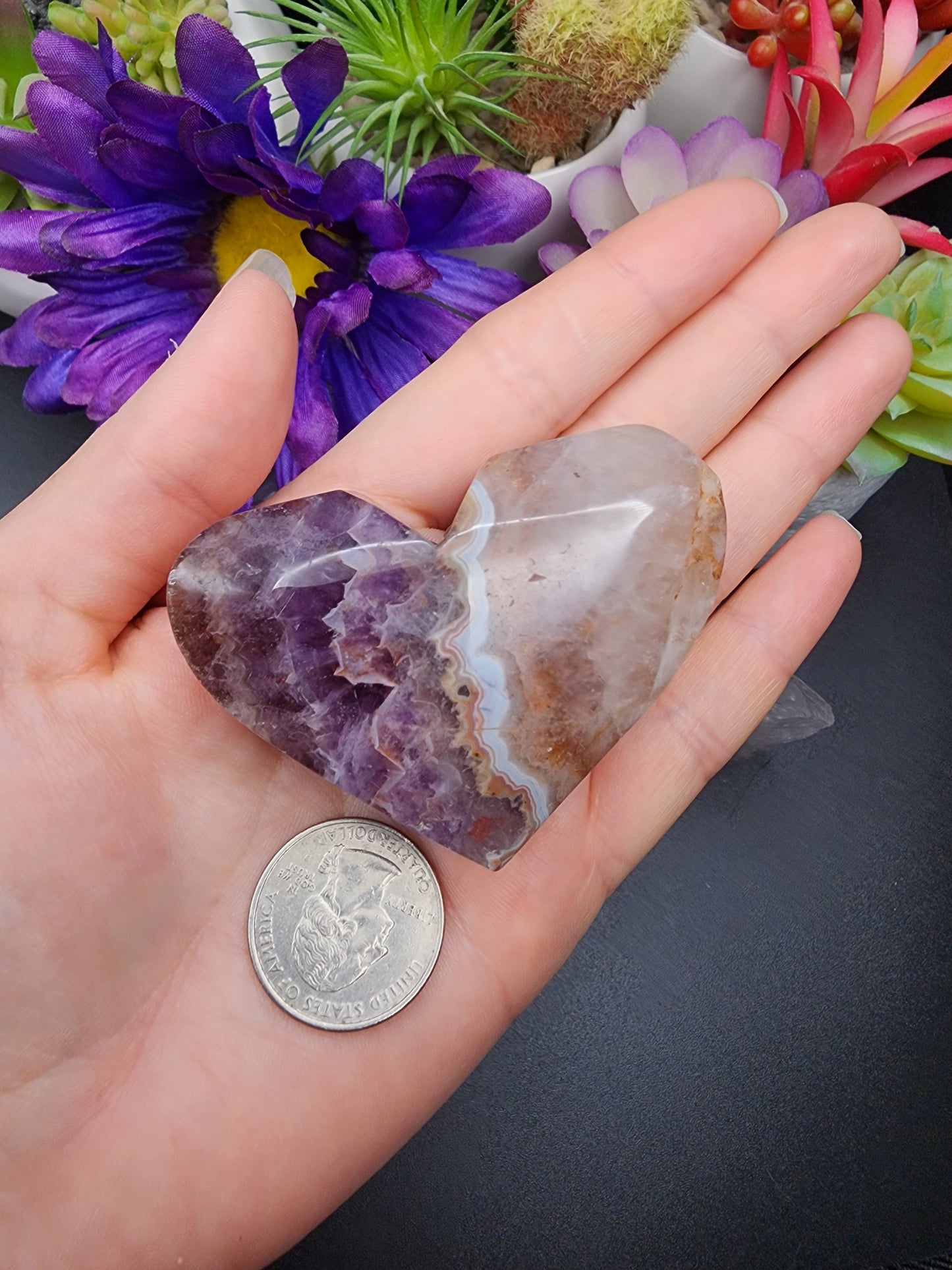 Mexican Agate Amethyst Heart