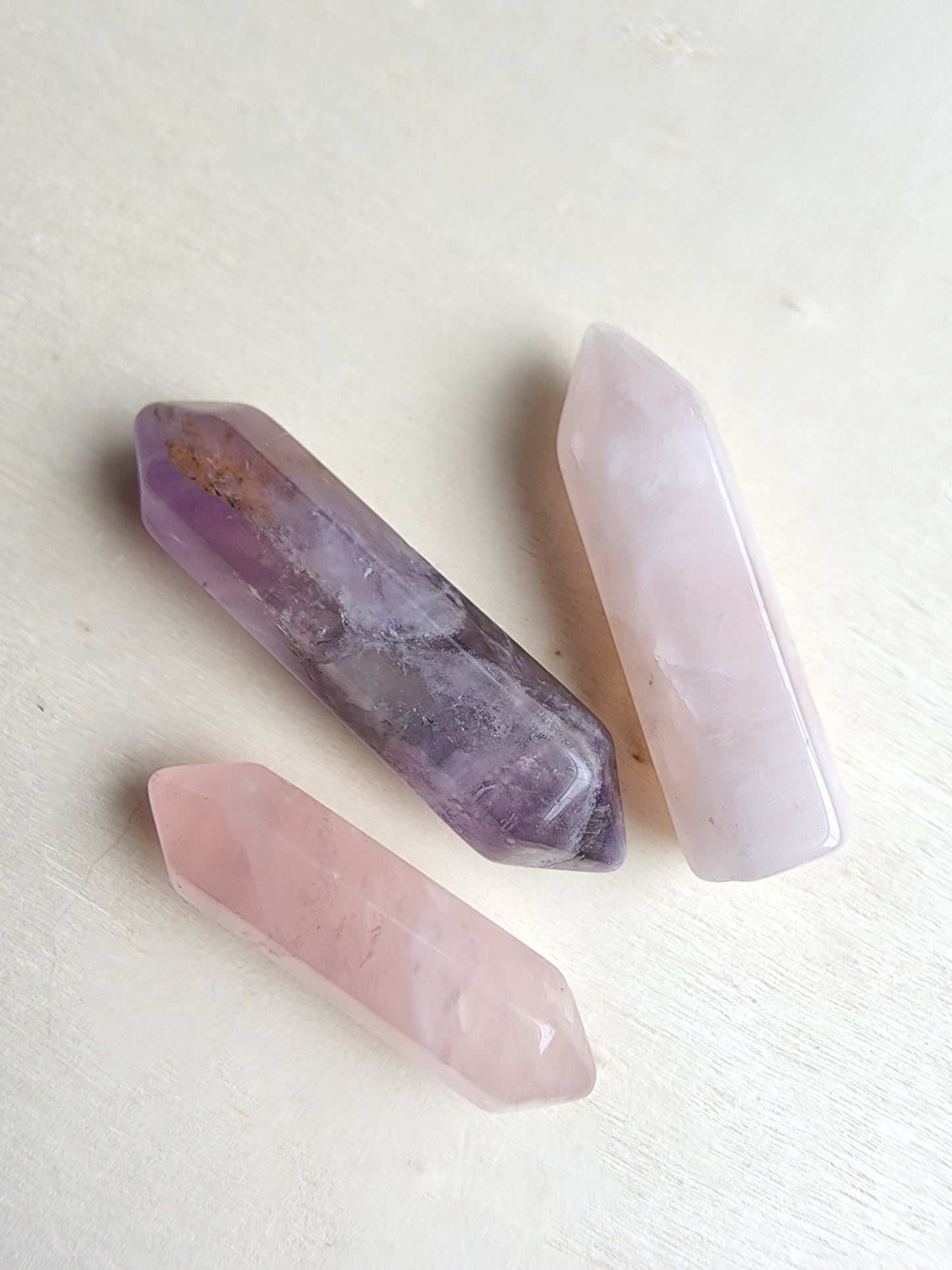 3pc Amethyst Rose Quartz Set