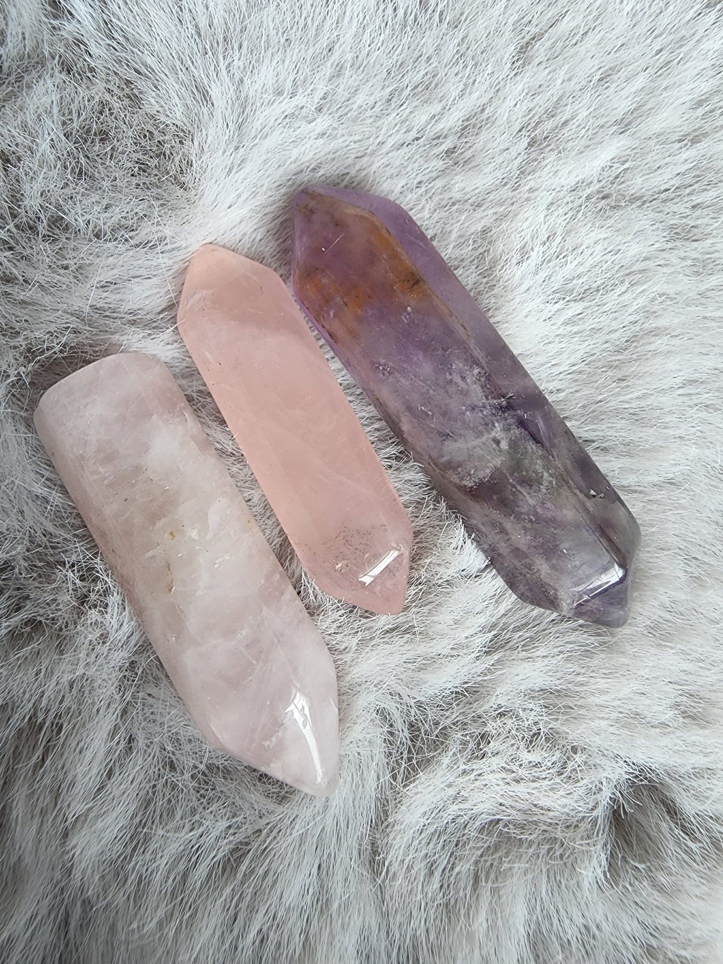 3pc Amethyst Rose Quartz Set