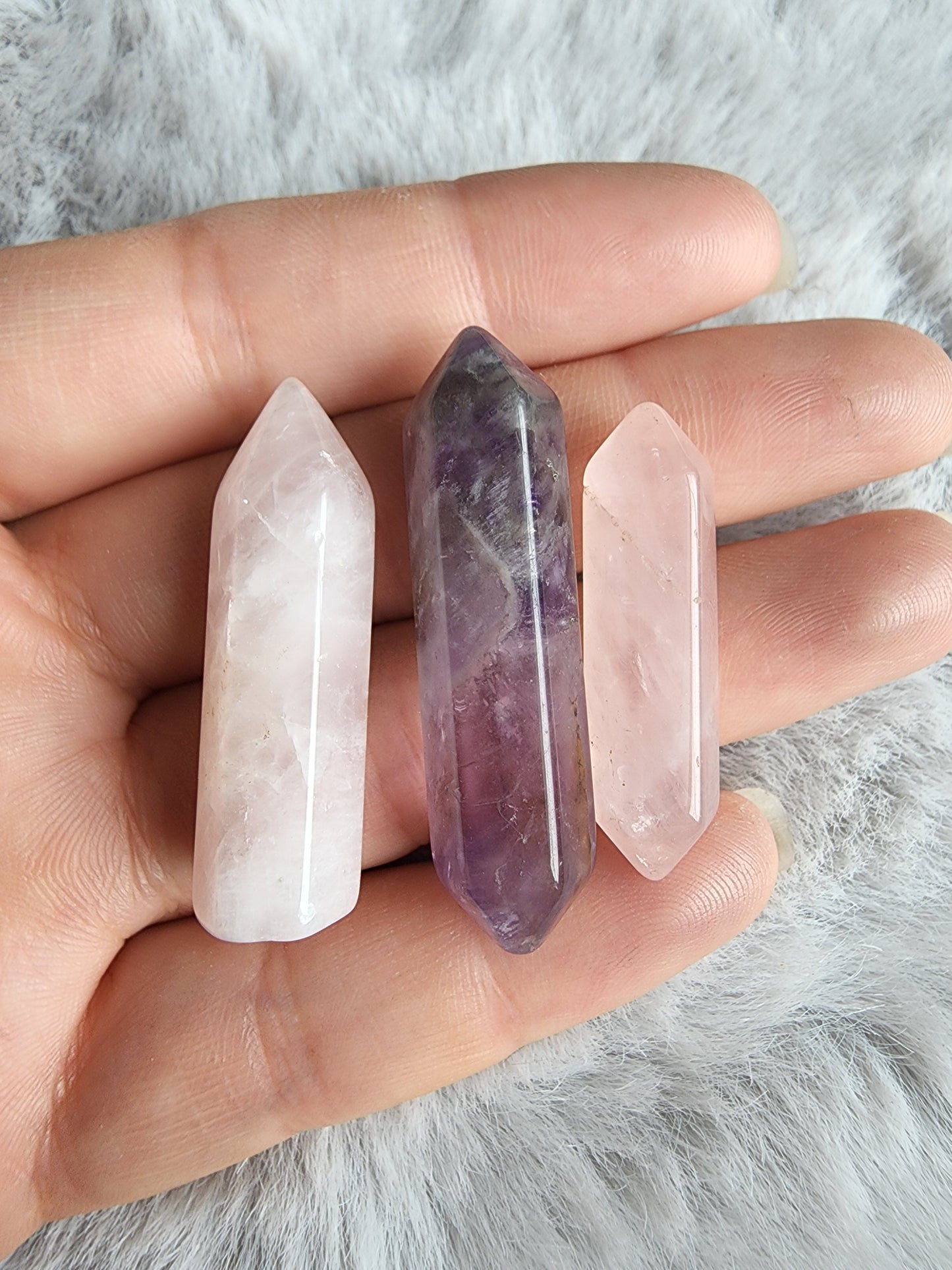 3pc Amethyst Rose Quartz Set