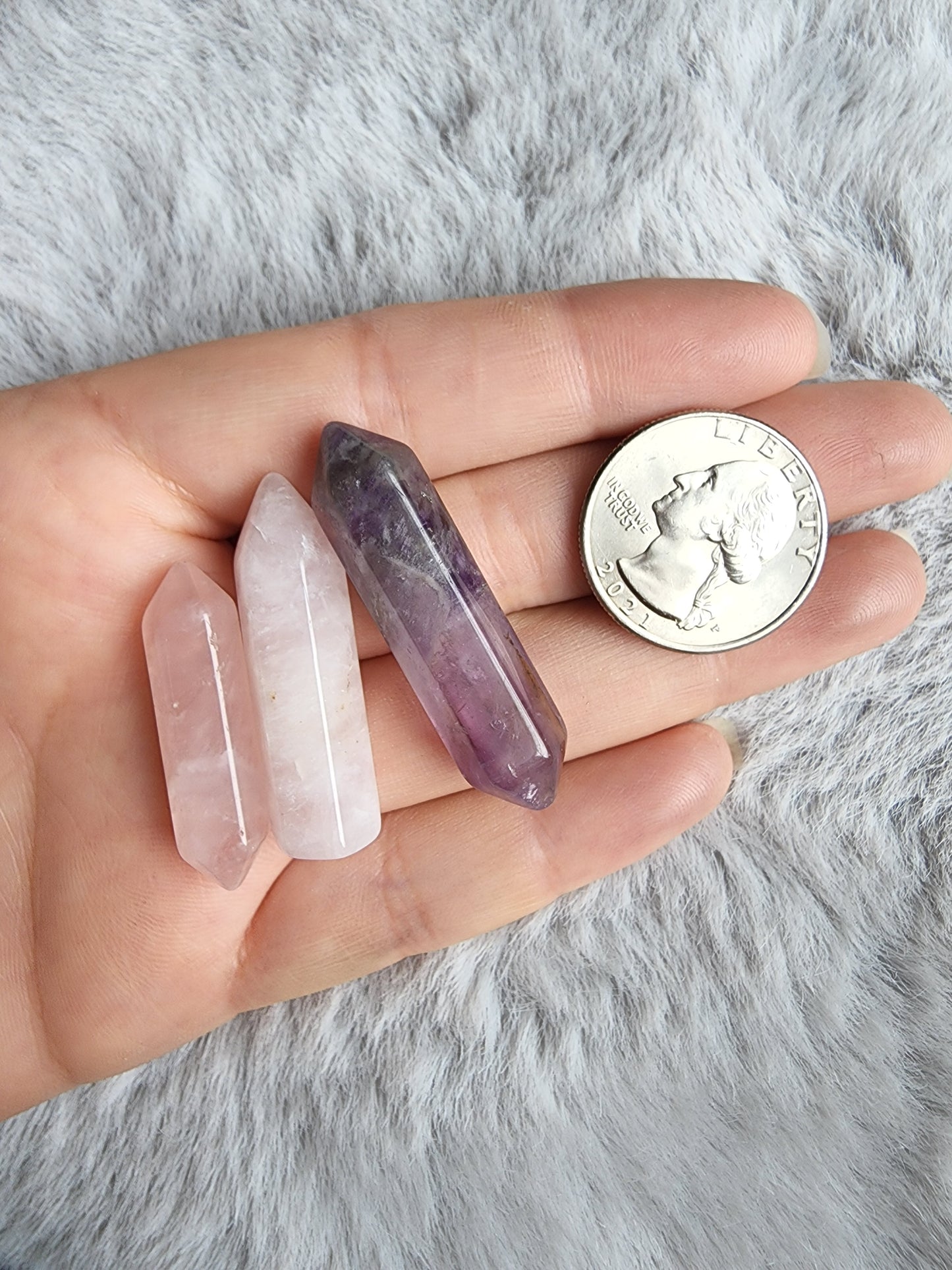 3pc Amethyst Rose Quartz Set