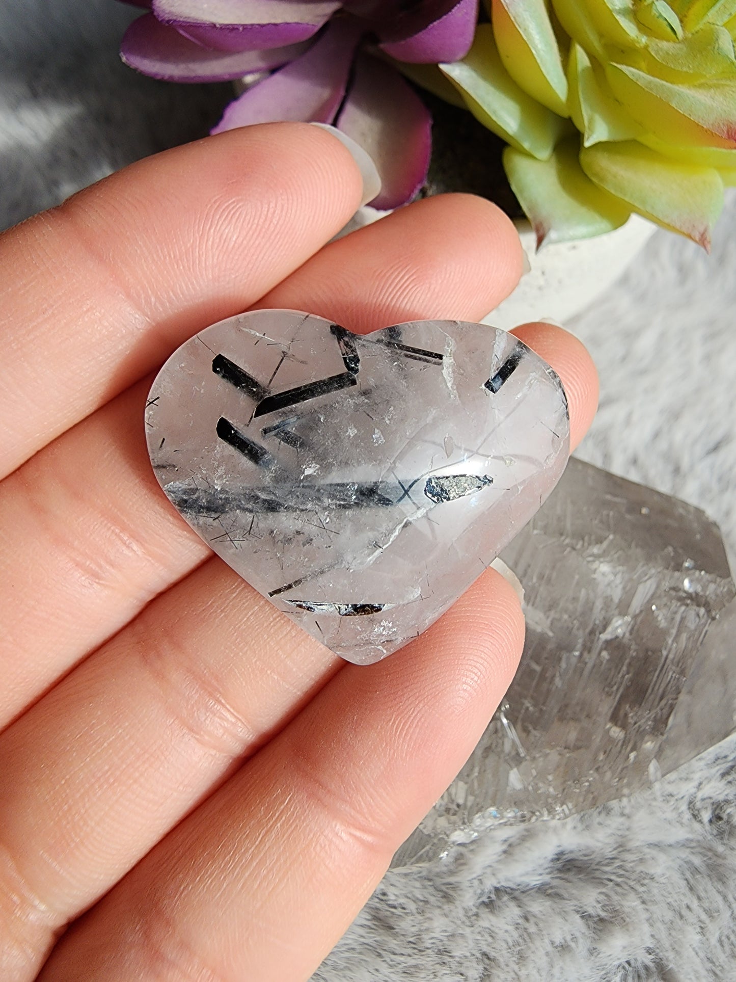Black Tourmaline Quartz Heart