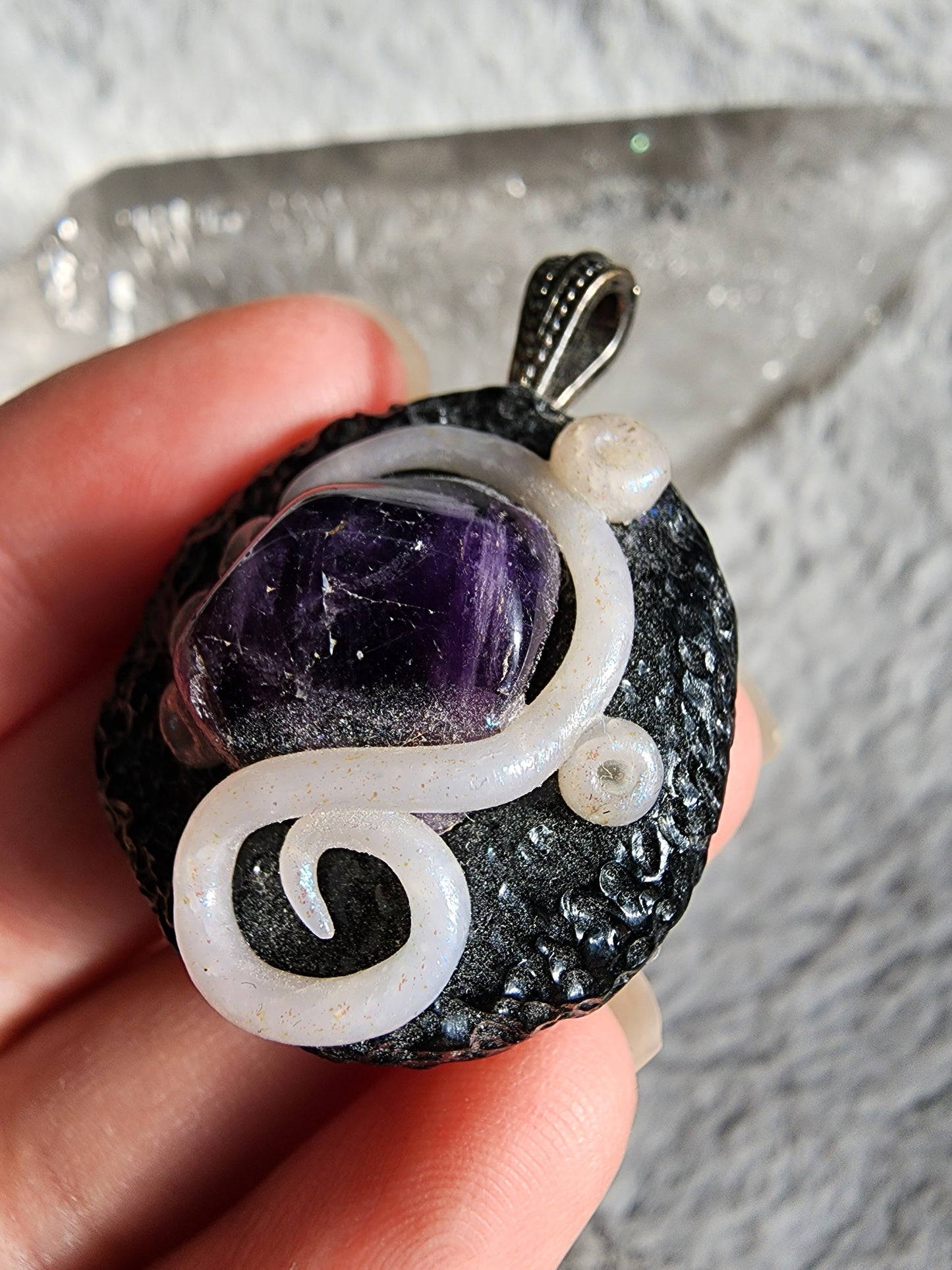 Amethyst Clay Pendant