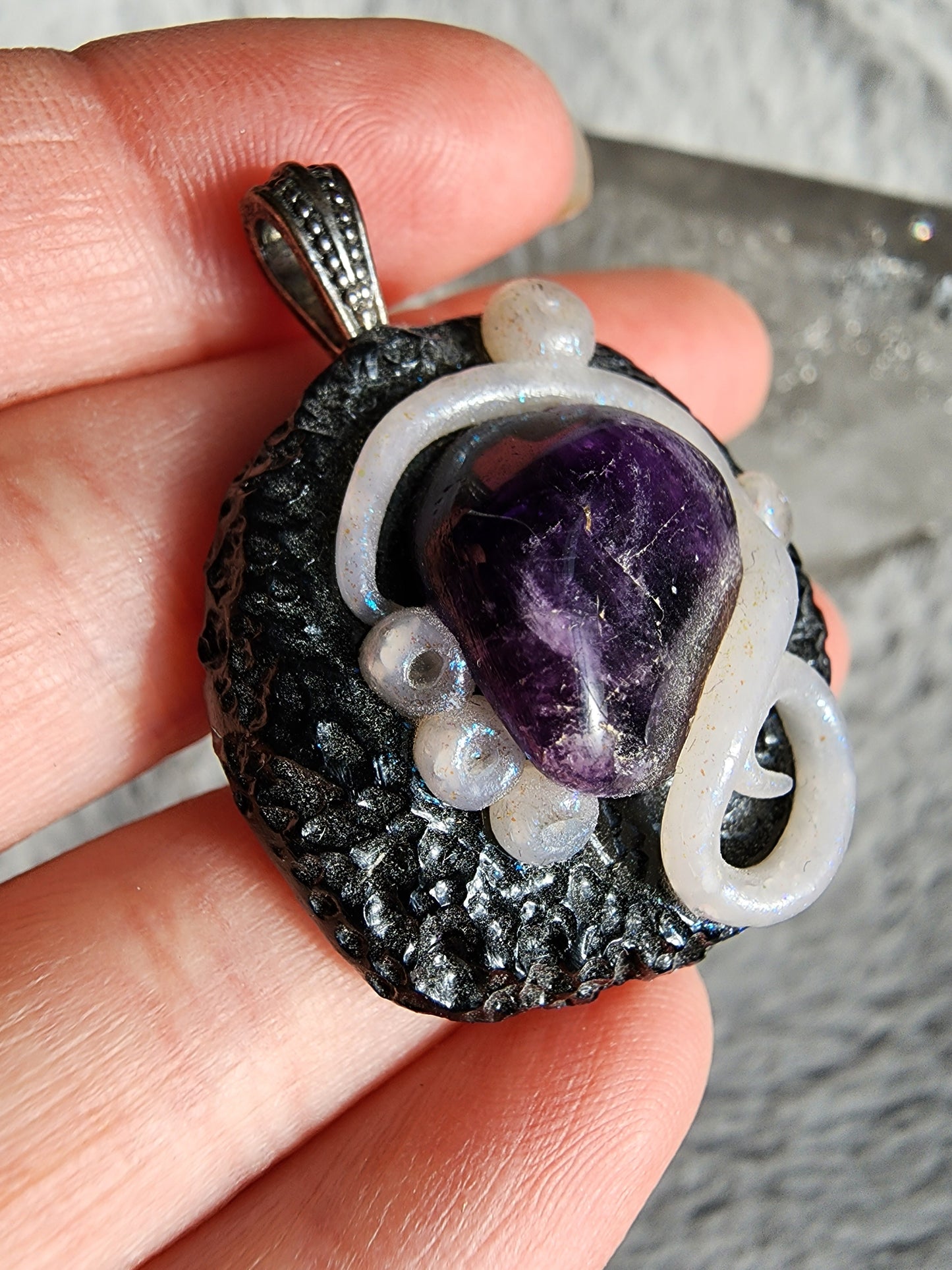 Amethyst Clay Pendant