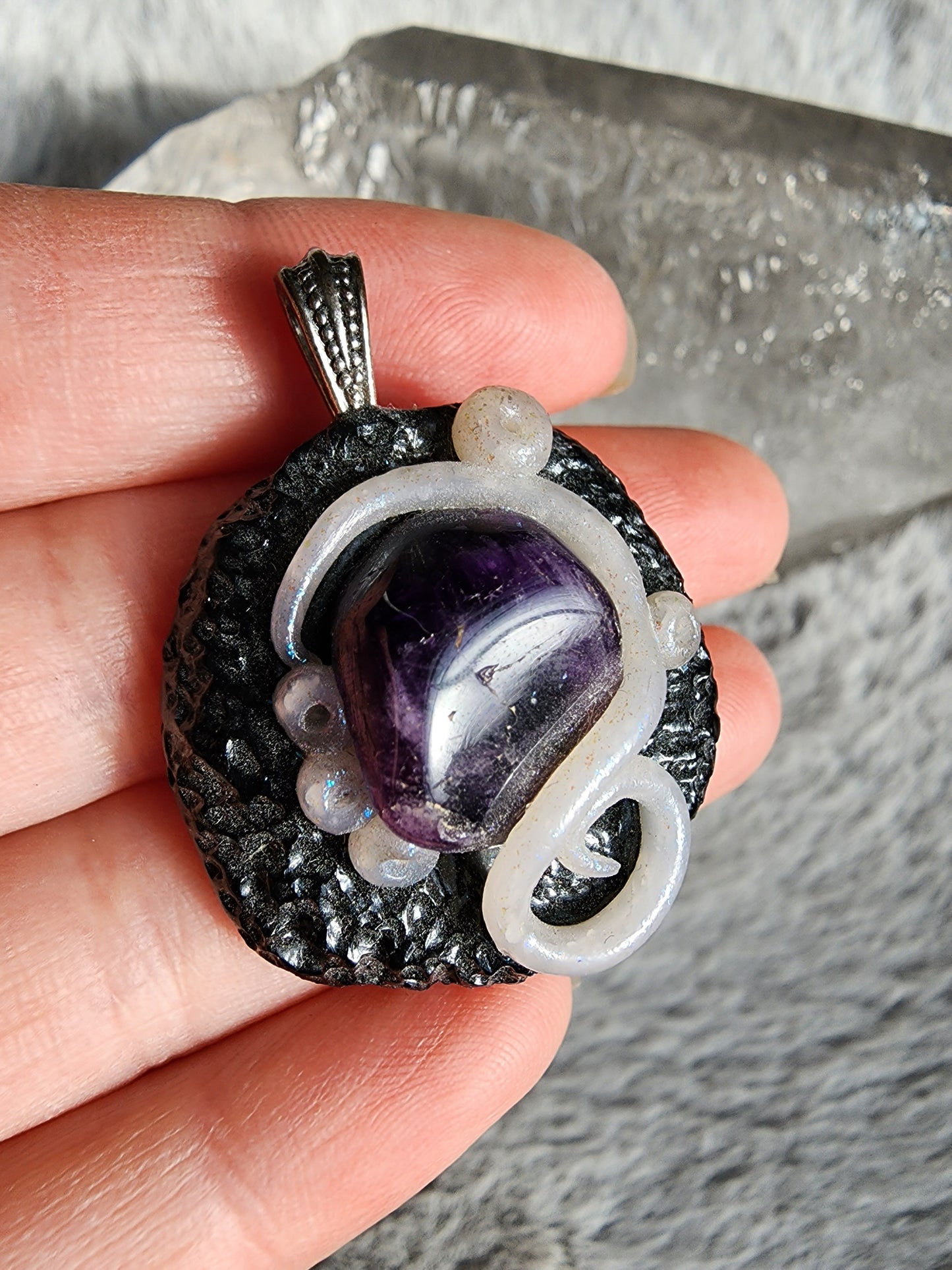Amethyst Clay Pendant