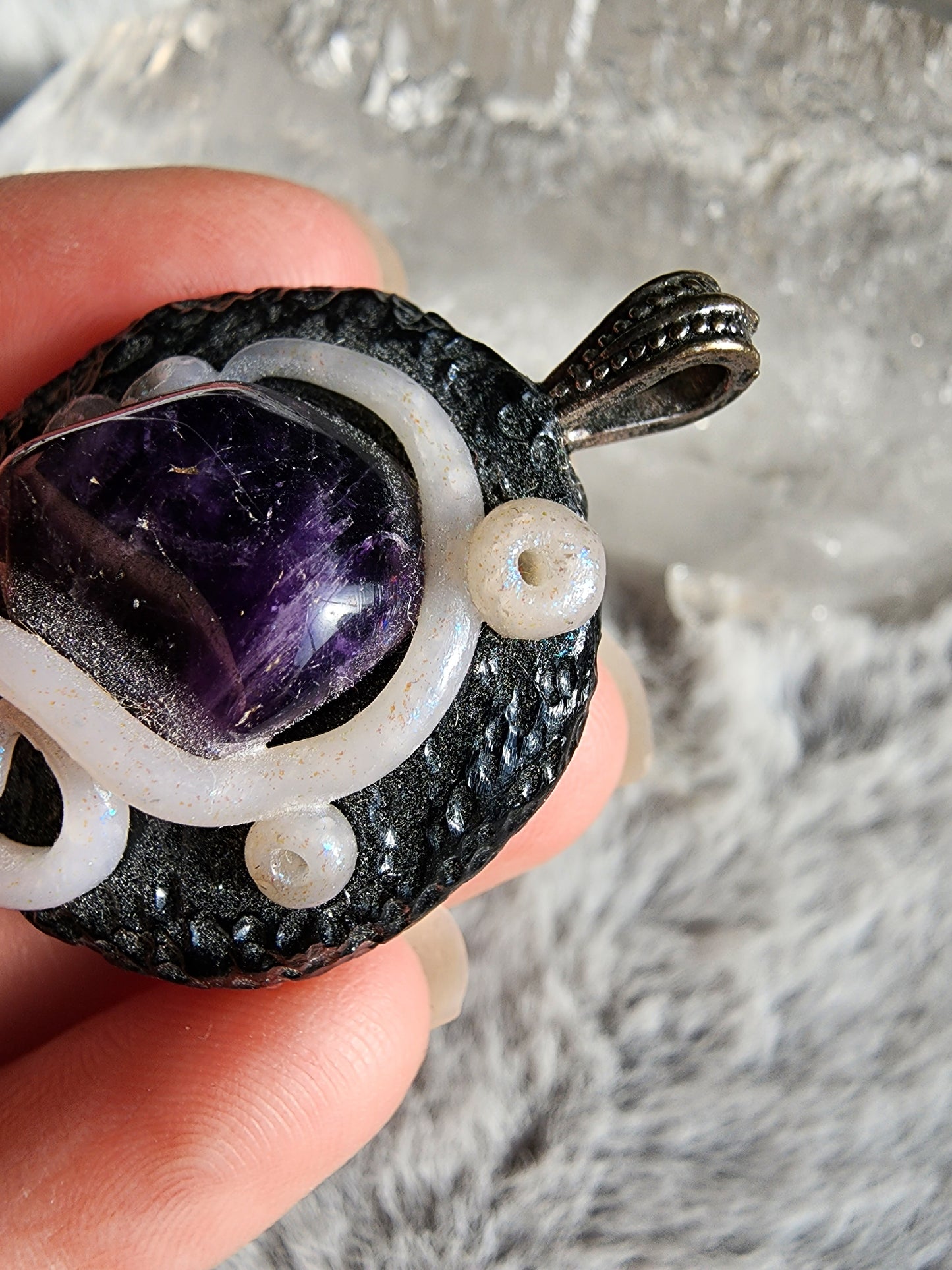 Amethyst Clay Pendant
