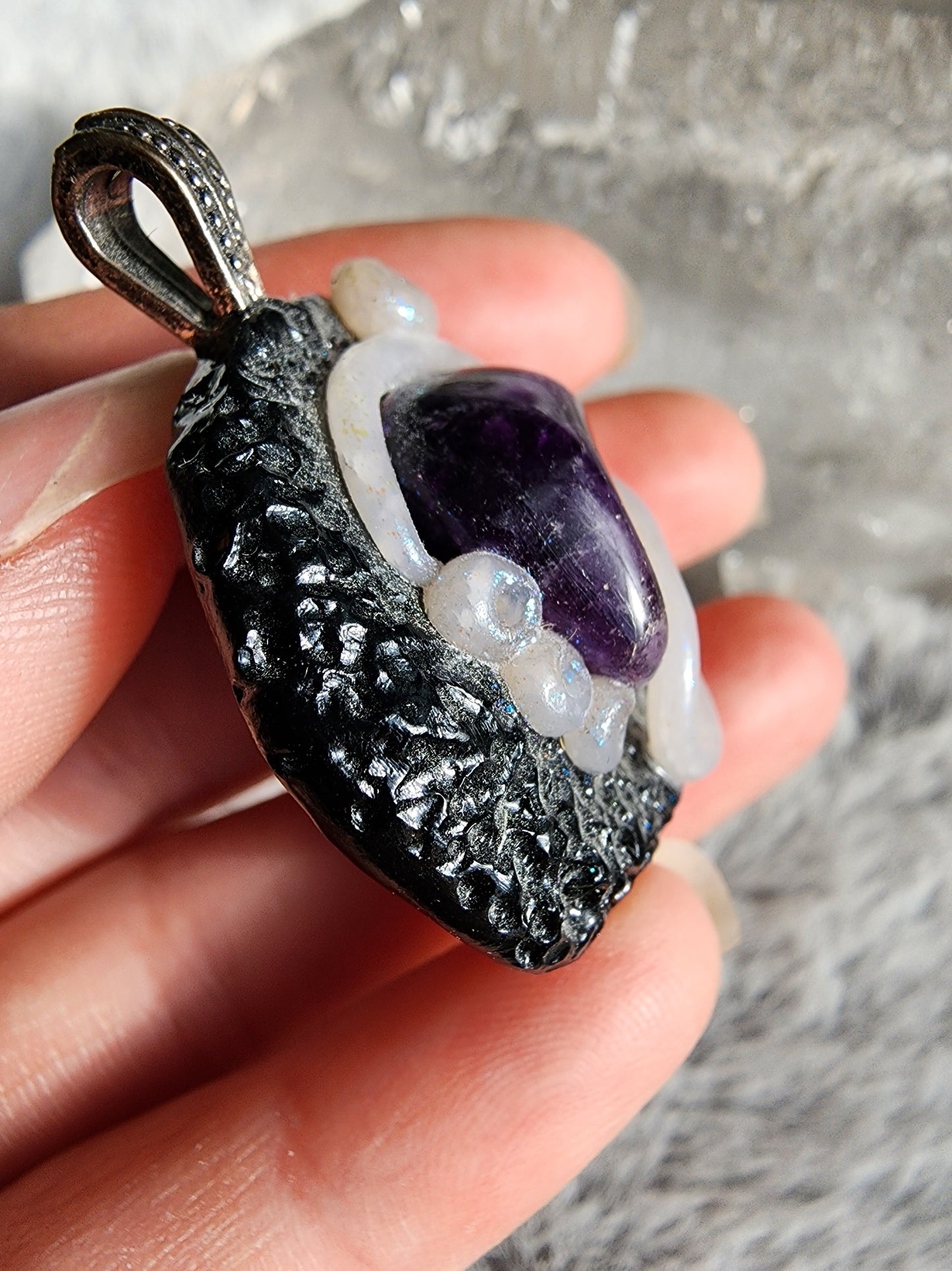 Amethyst Clay Pendant