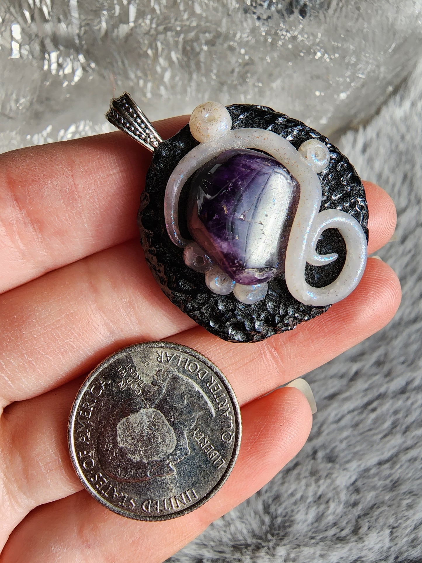 Amethyst Clay Pendant