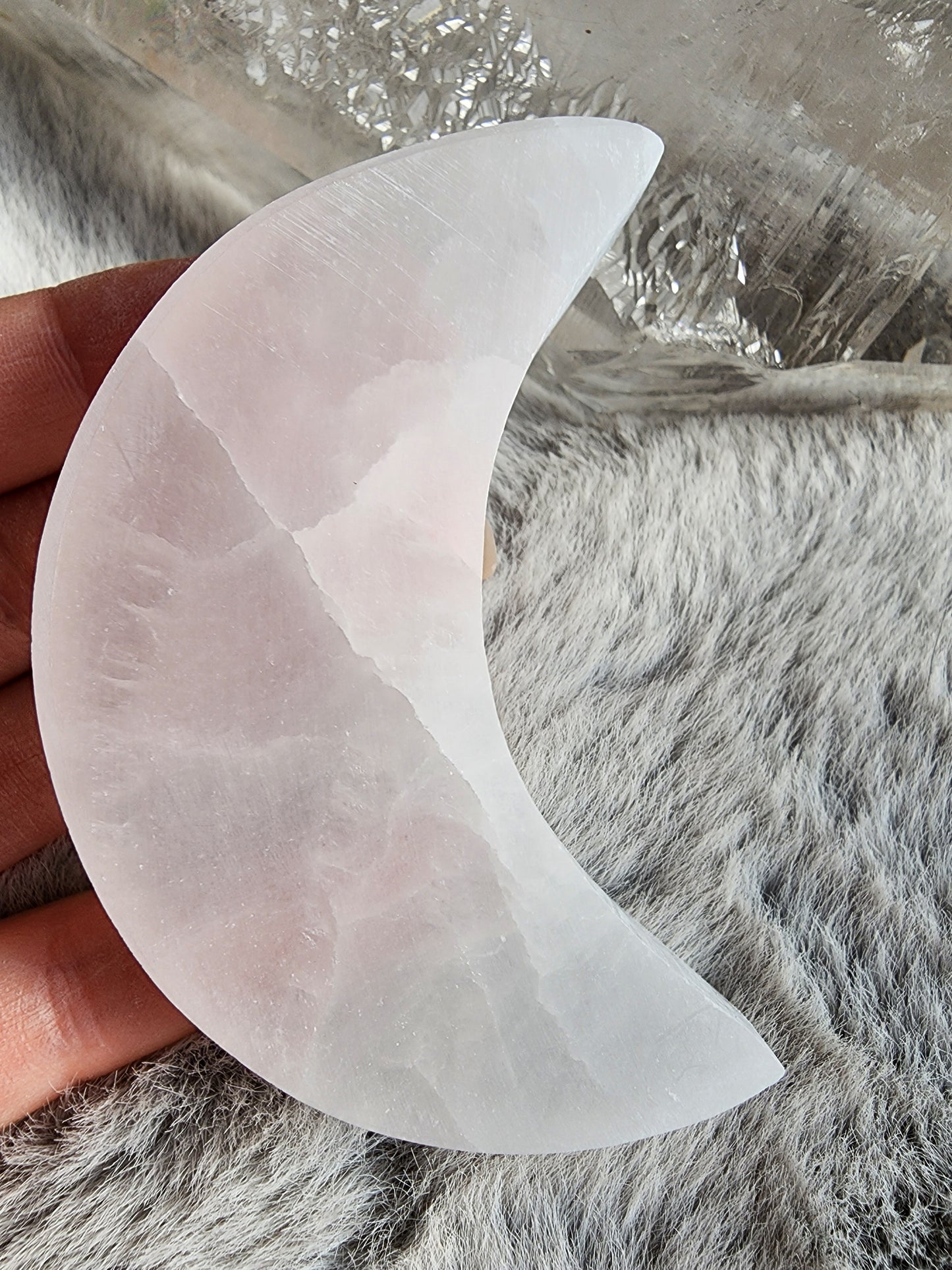 Selenite Crescent Moon Carving