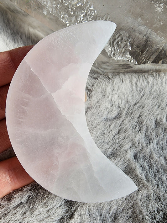 Selenite Crescent Moon Carving