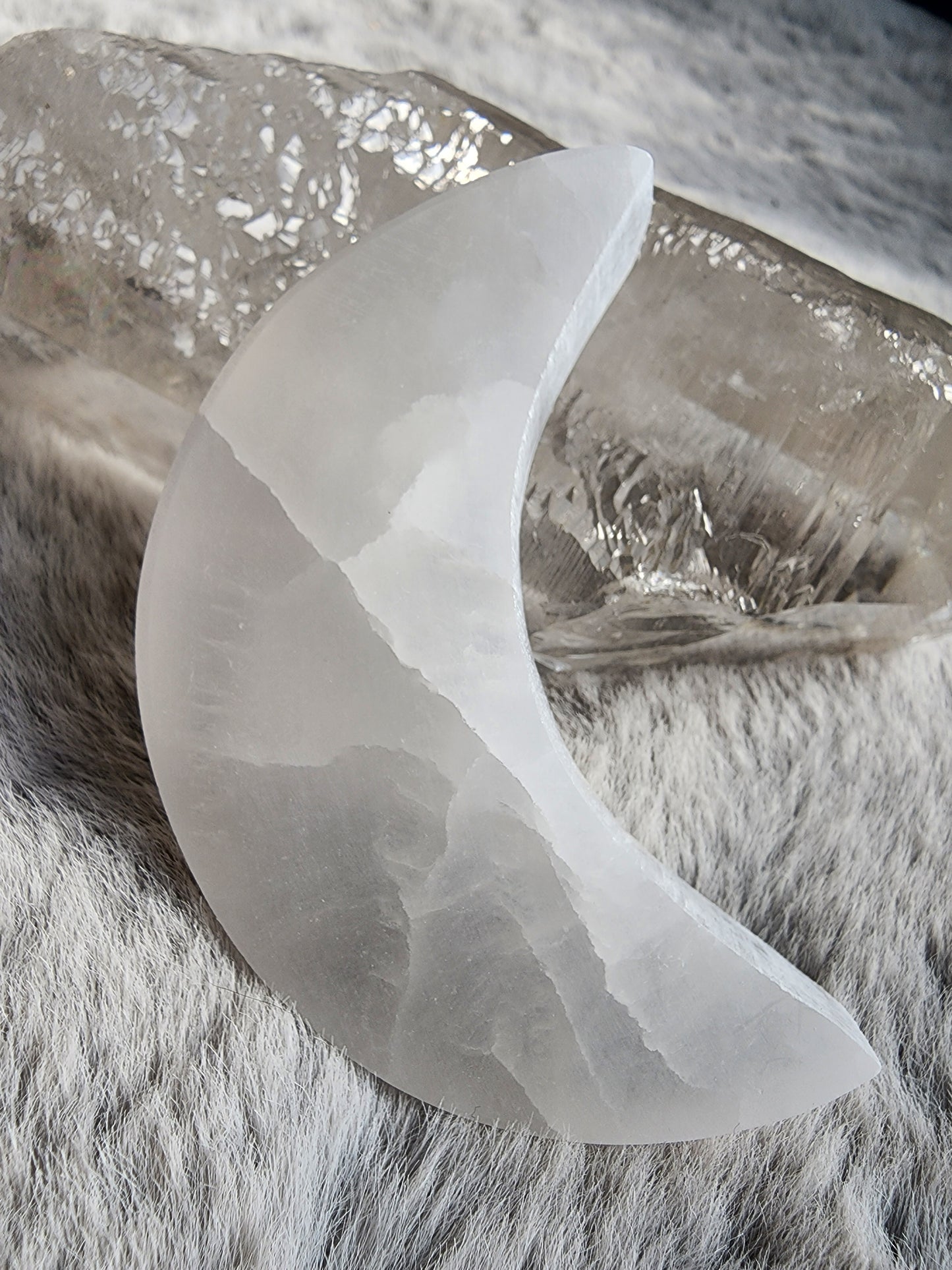 Selenite Crescent Moon Carving