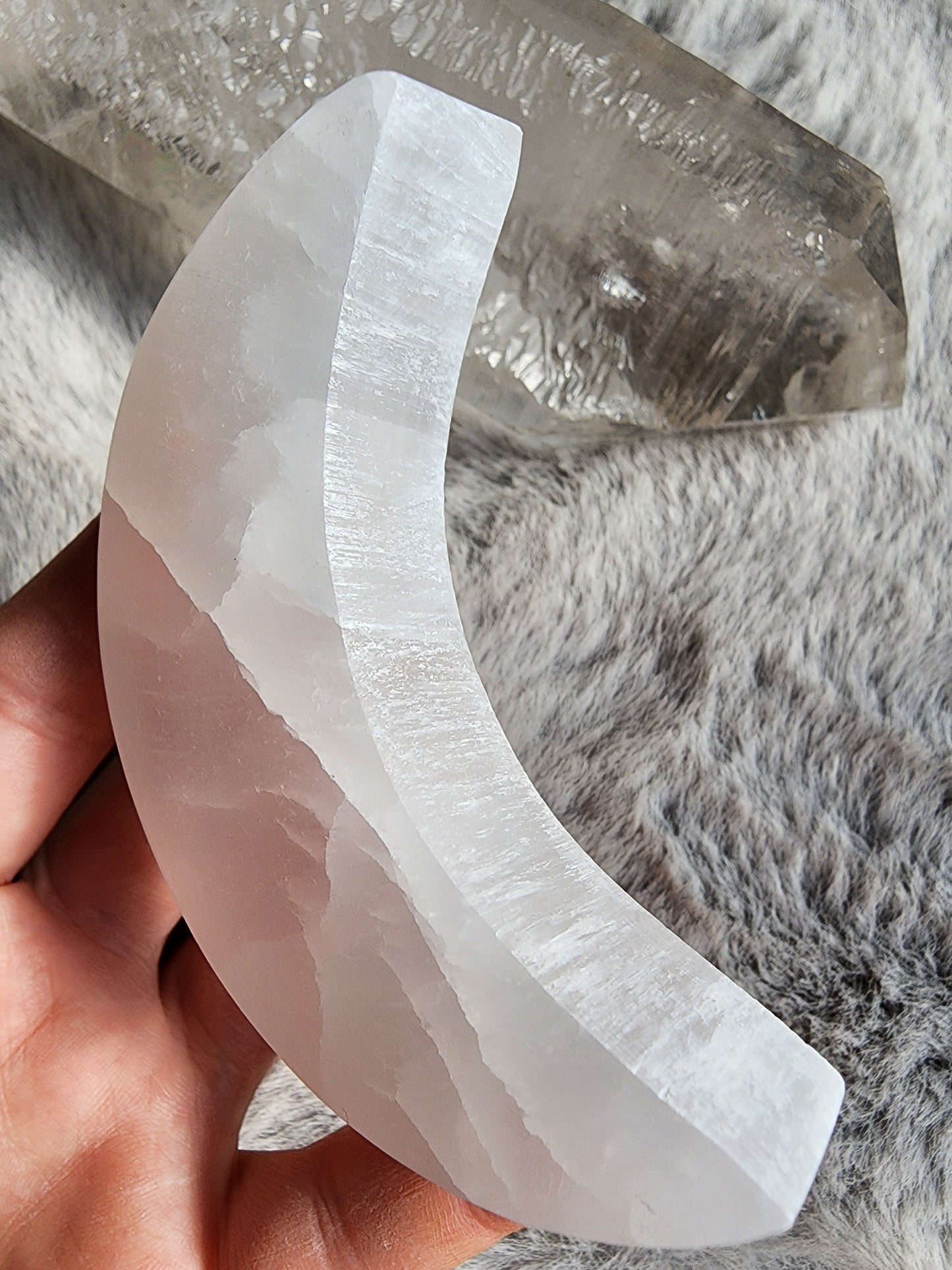 Selenite Crescent Moon Carving