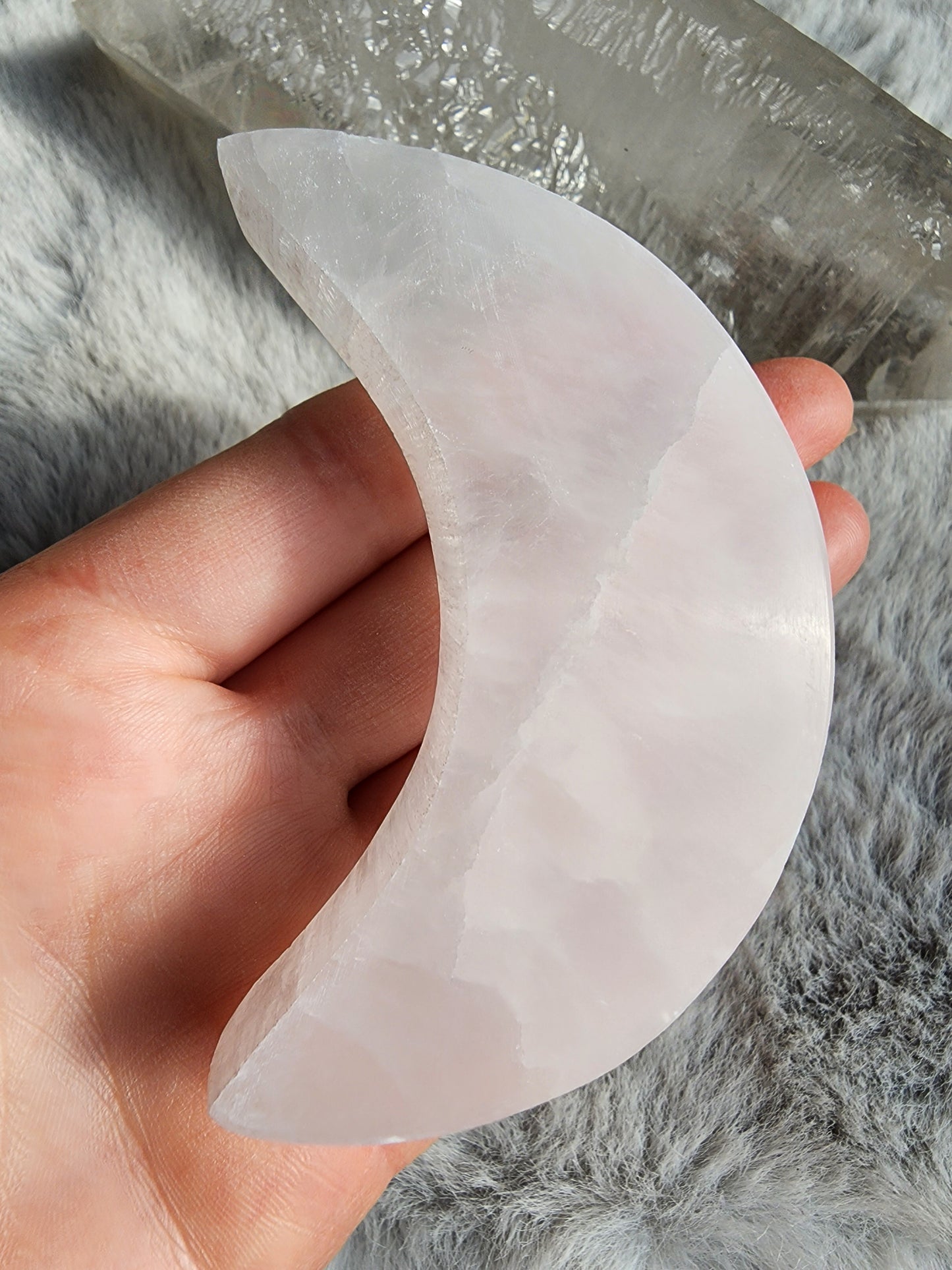 Selenite Crescent Moon Carving