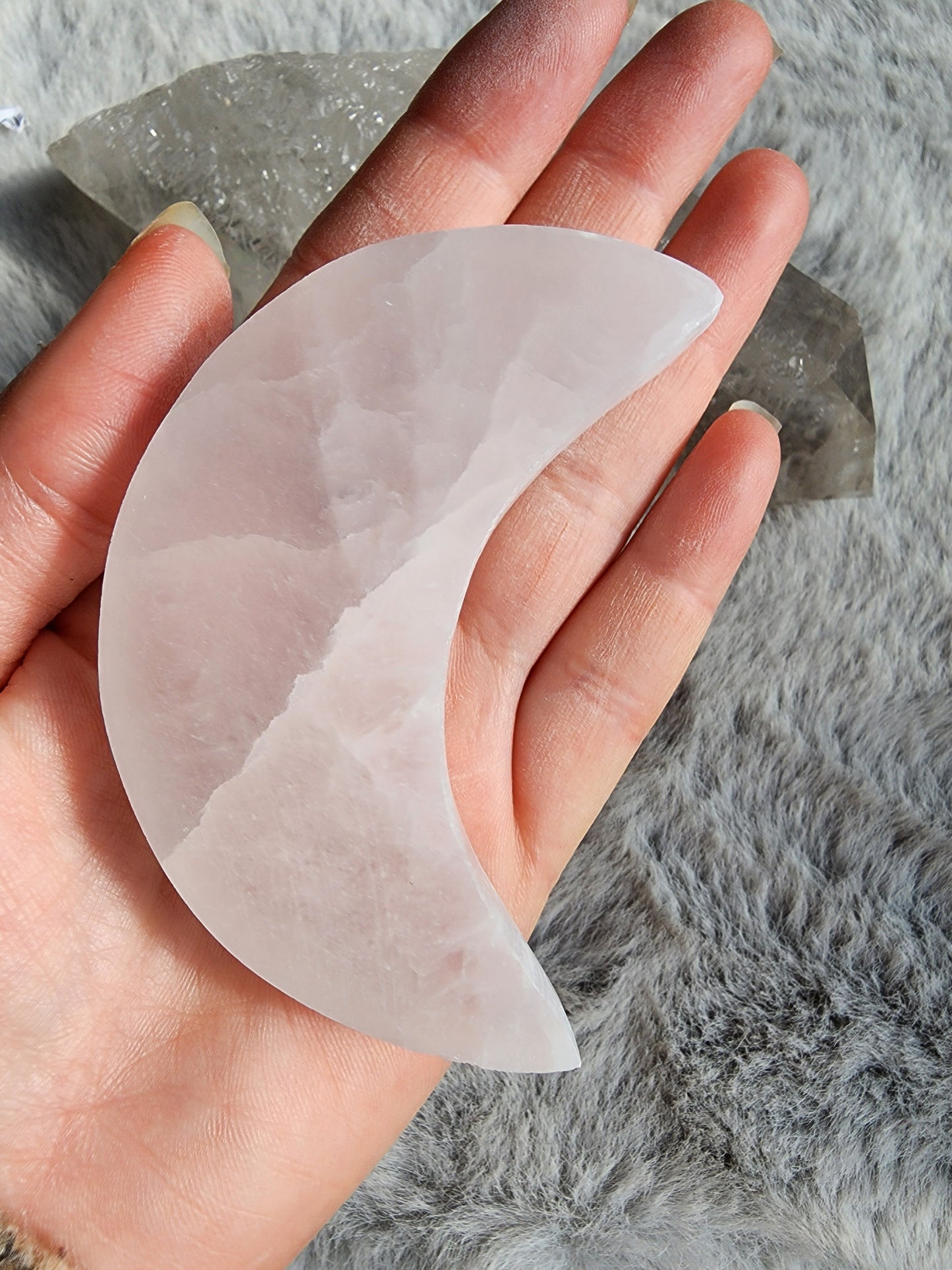 Selenite Crescent Moon Carving