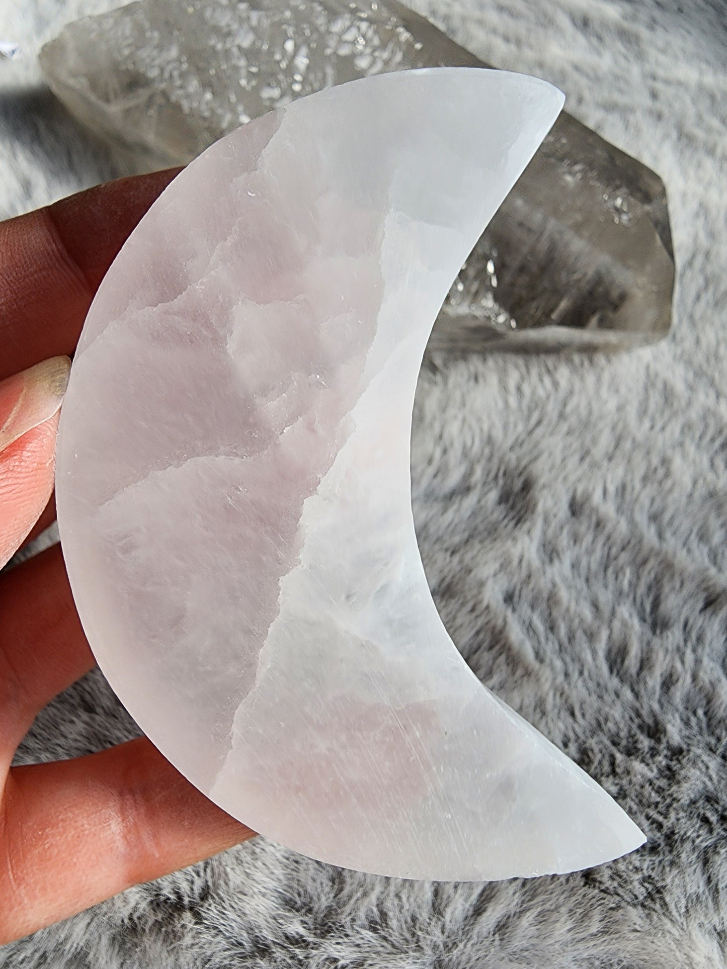 Selenite Crescent Moon Carving