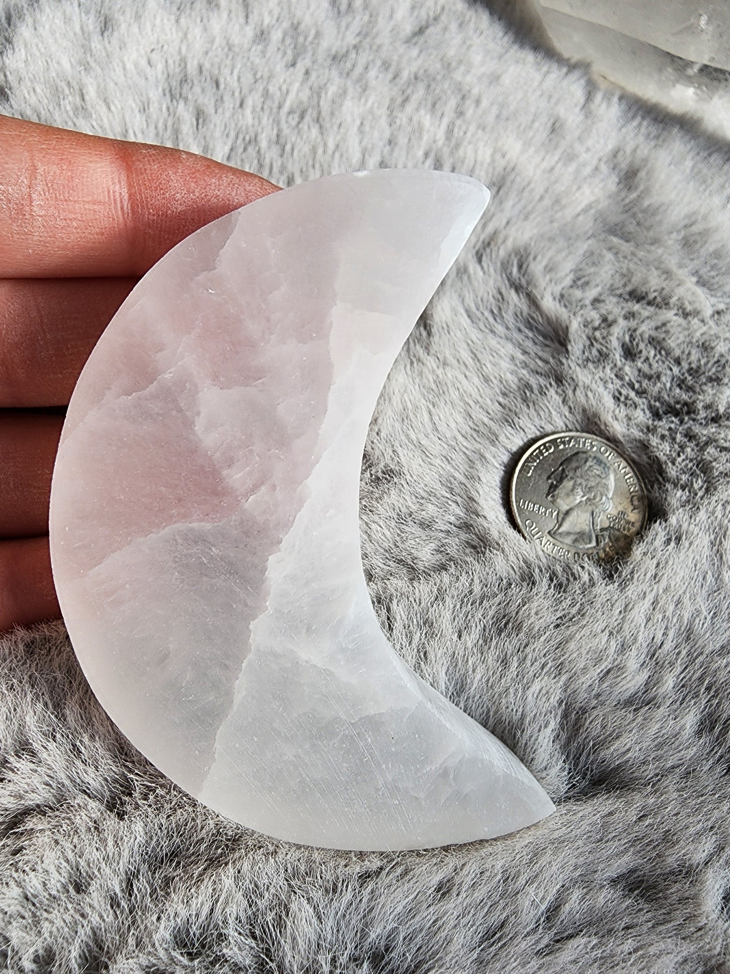 Selenite Crescent Moon Carving