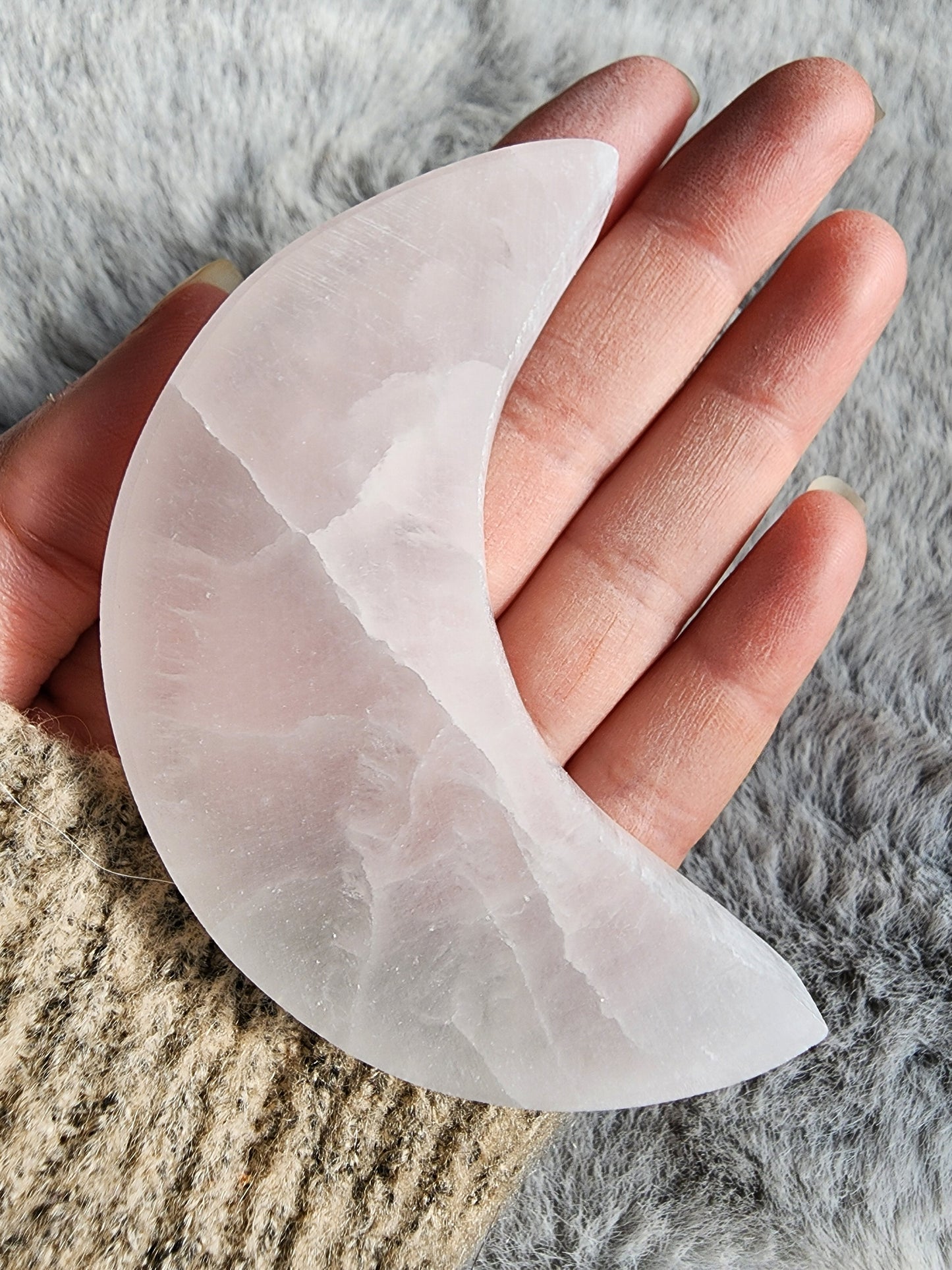 Selenite Crescent Moon Carving