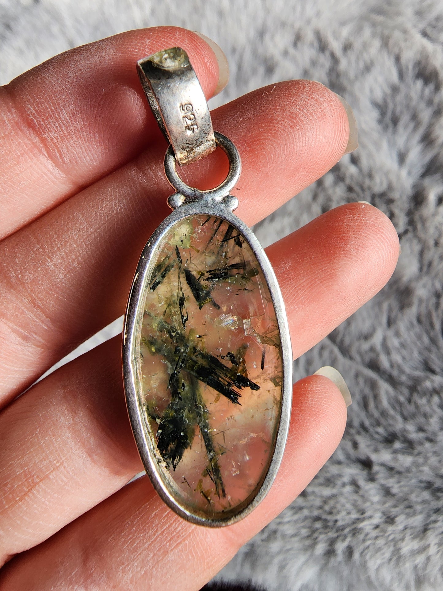 Prehnite w/ Epidote Pendant