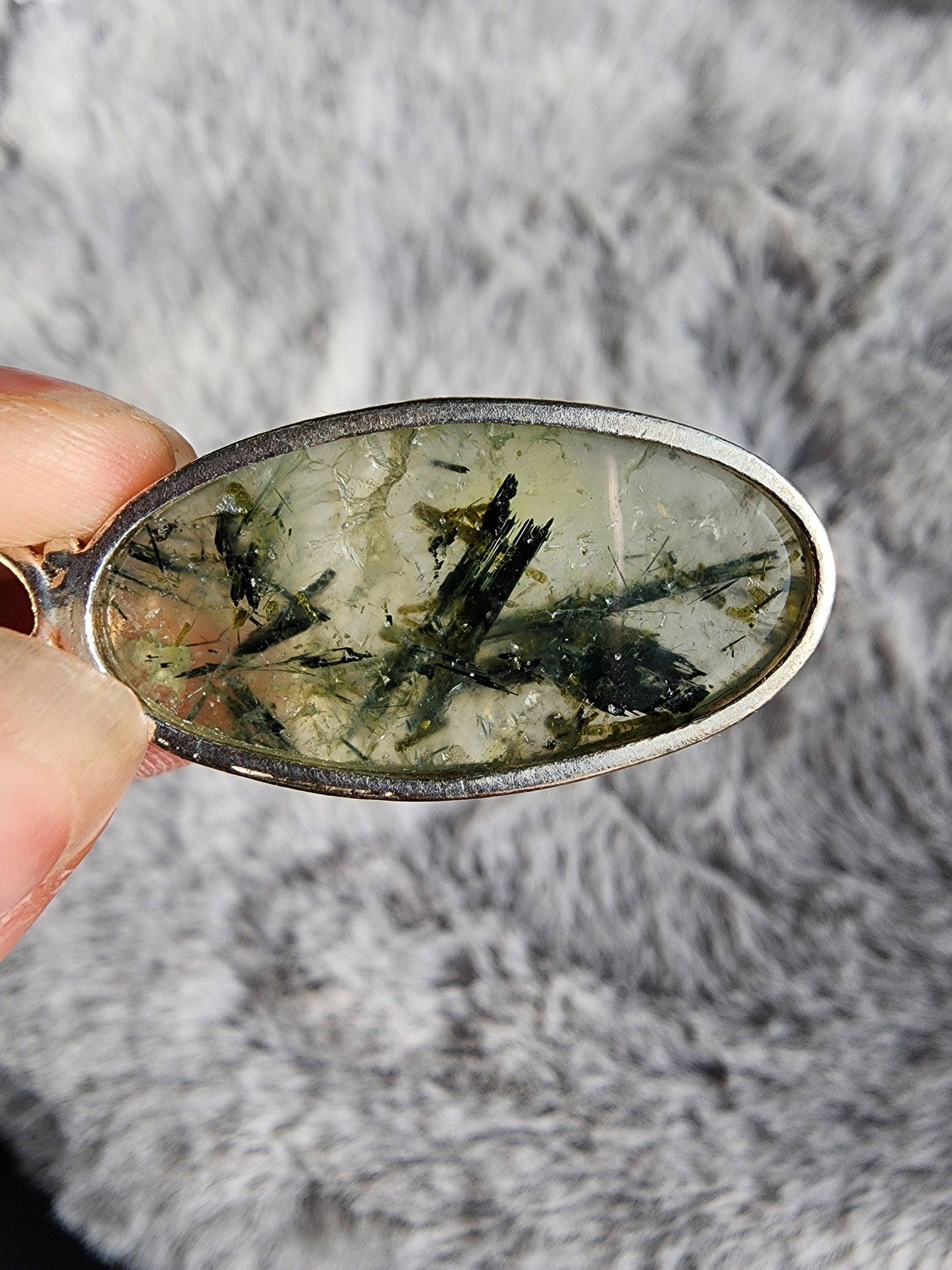 Prehnite w/ Epidote Pendant
