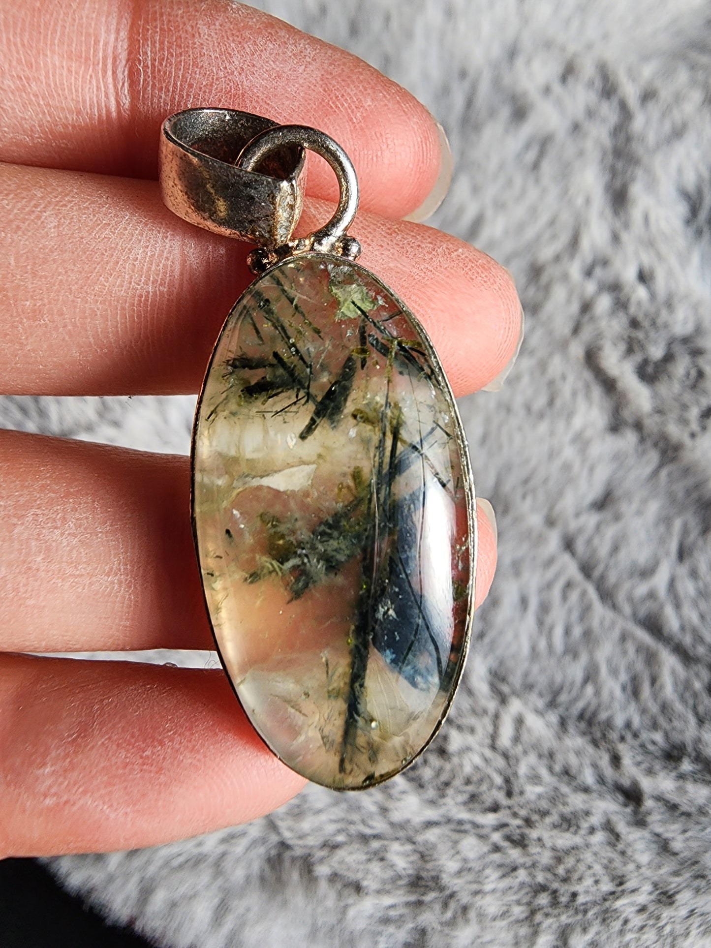 Prehnite w/ Epidote Pendant