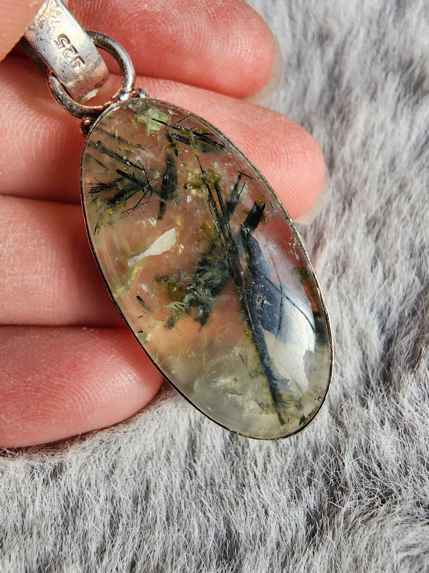 Prehnite w/ Epidote Pendant