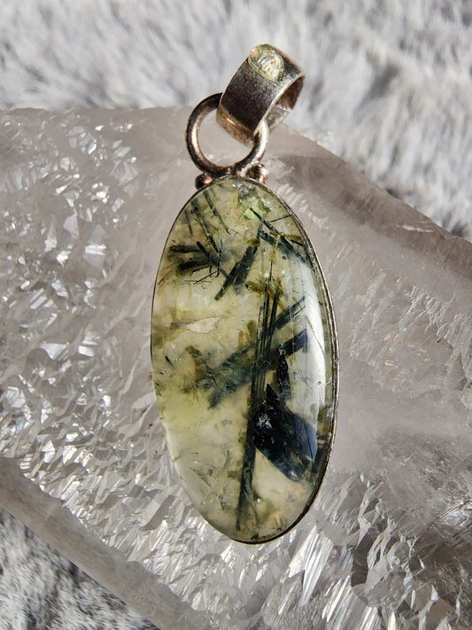 Prehnite w/ Epidote Pendant