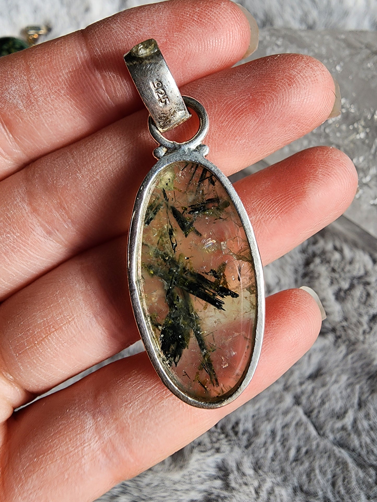 Prehnite w/ Epidote Pendant