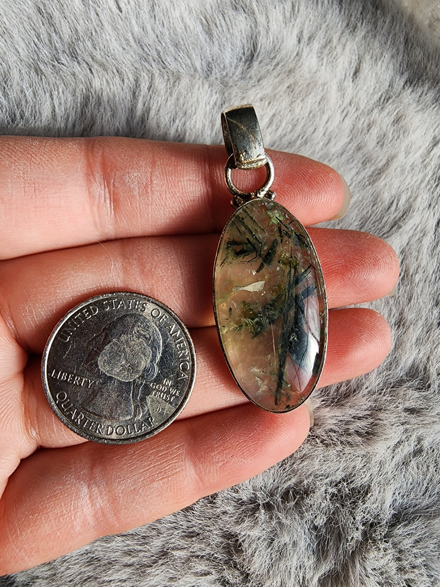 Prehnite w/ Epidote Pendant